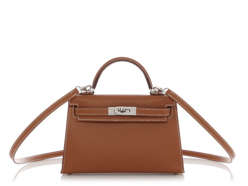 HERMES Mini Kelly 20 Epsom Gold Palladium Hardware