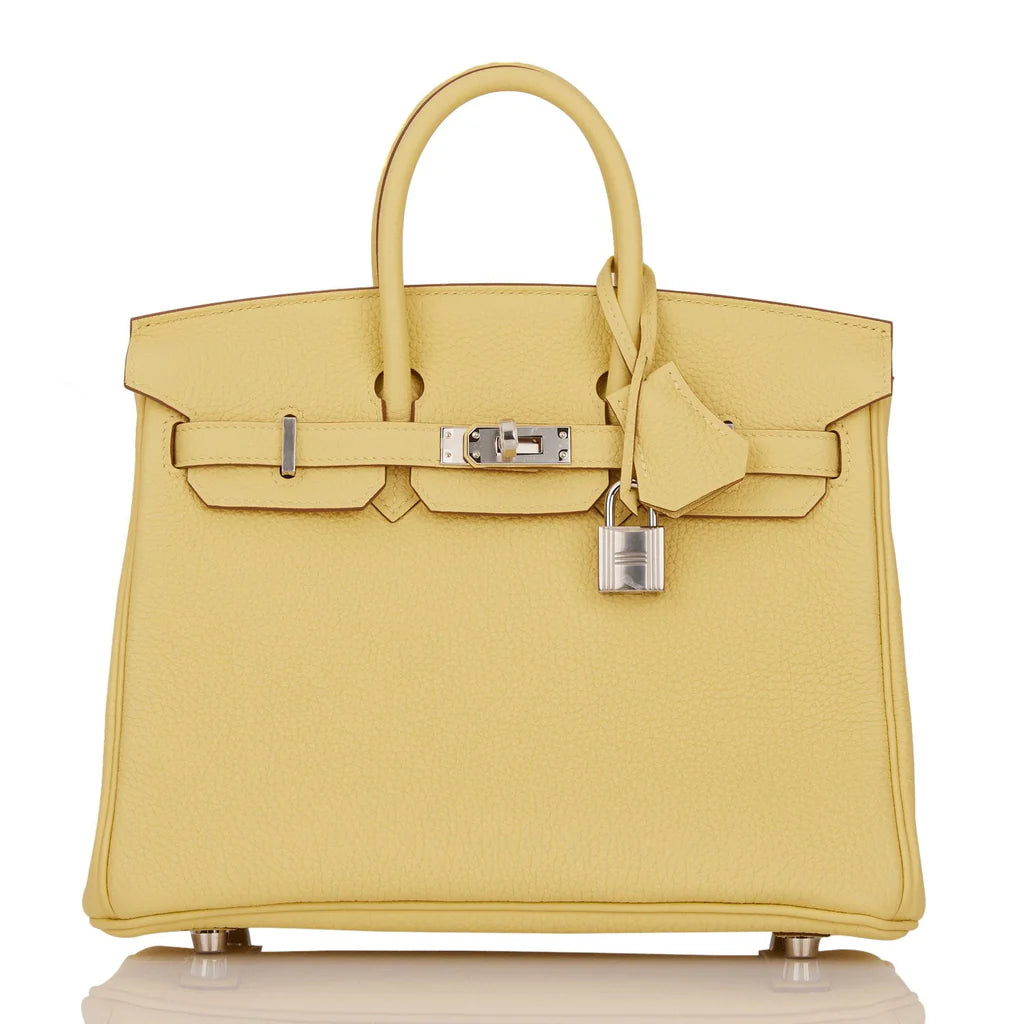 HERMES Birkin 25 Togo Jaune Poussin Palladium Hardware