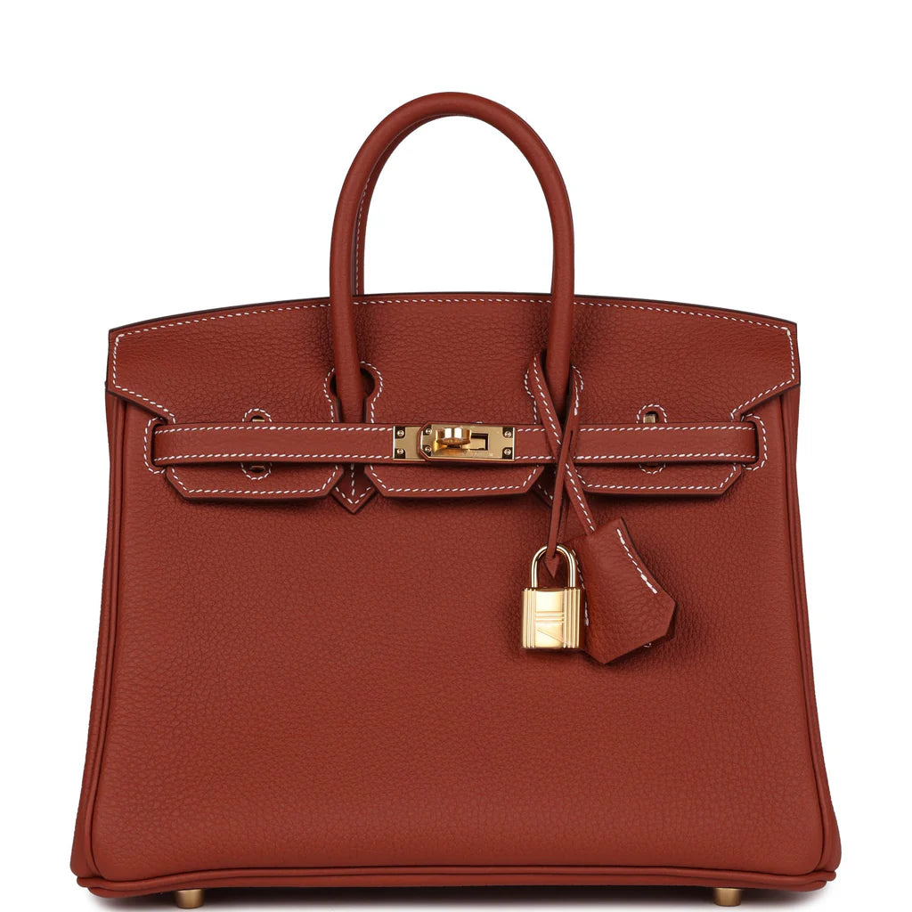 HERMES Birkin 25 Togo Sienne Gold Hardware WATCHXNYC