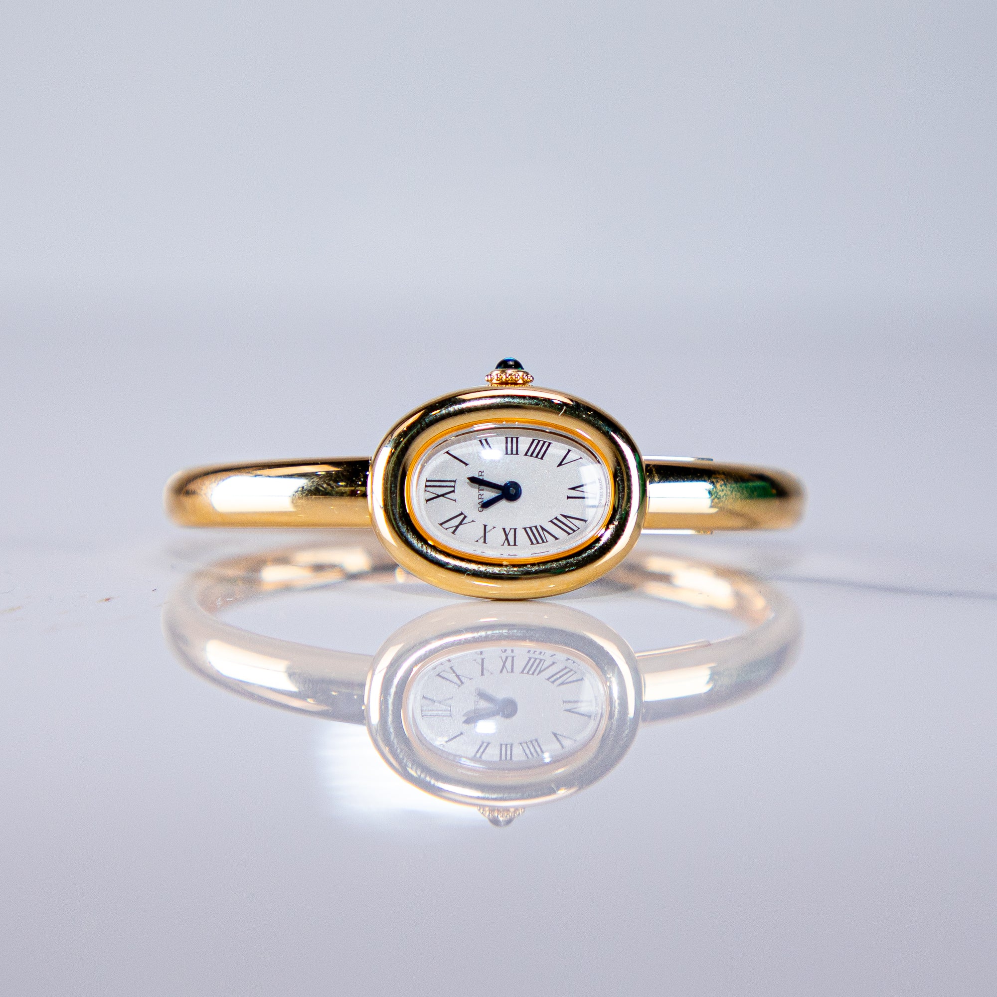 Cartier Baignoire Mini 24.6 mm x 18.7 mm Silver Dial 18k Yellow Gold Bracelet WGBA0044 - WATCHXNYC
