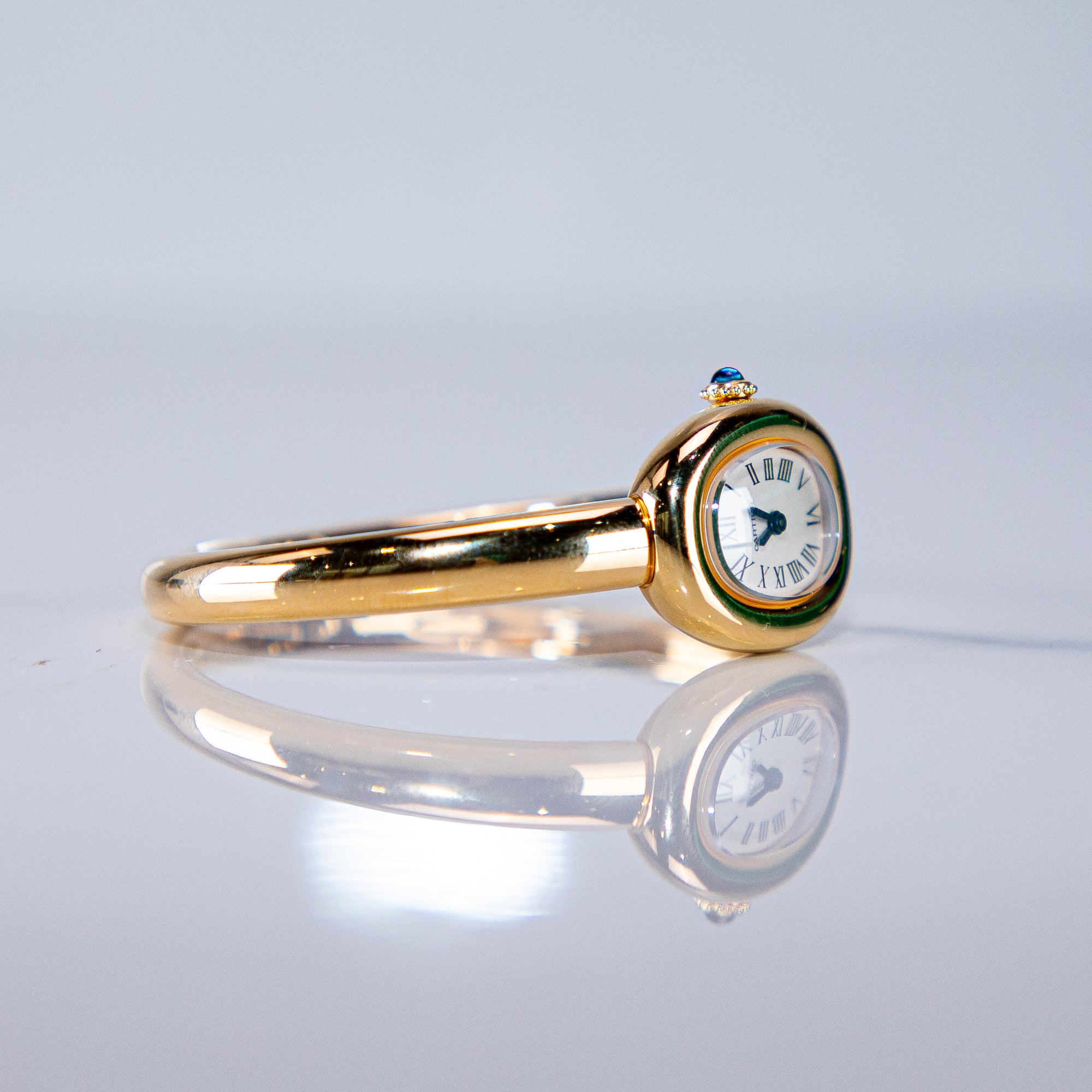 Cartier Baignoire Mini 24.6 mm x 18.7 mm Silver Dial 18k Yellow Gold Bracelet WGBA0044 - WATCHXNYC