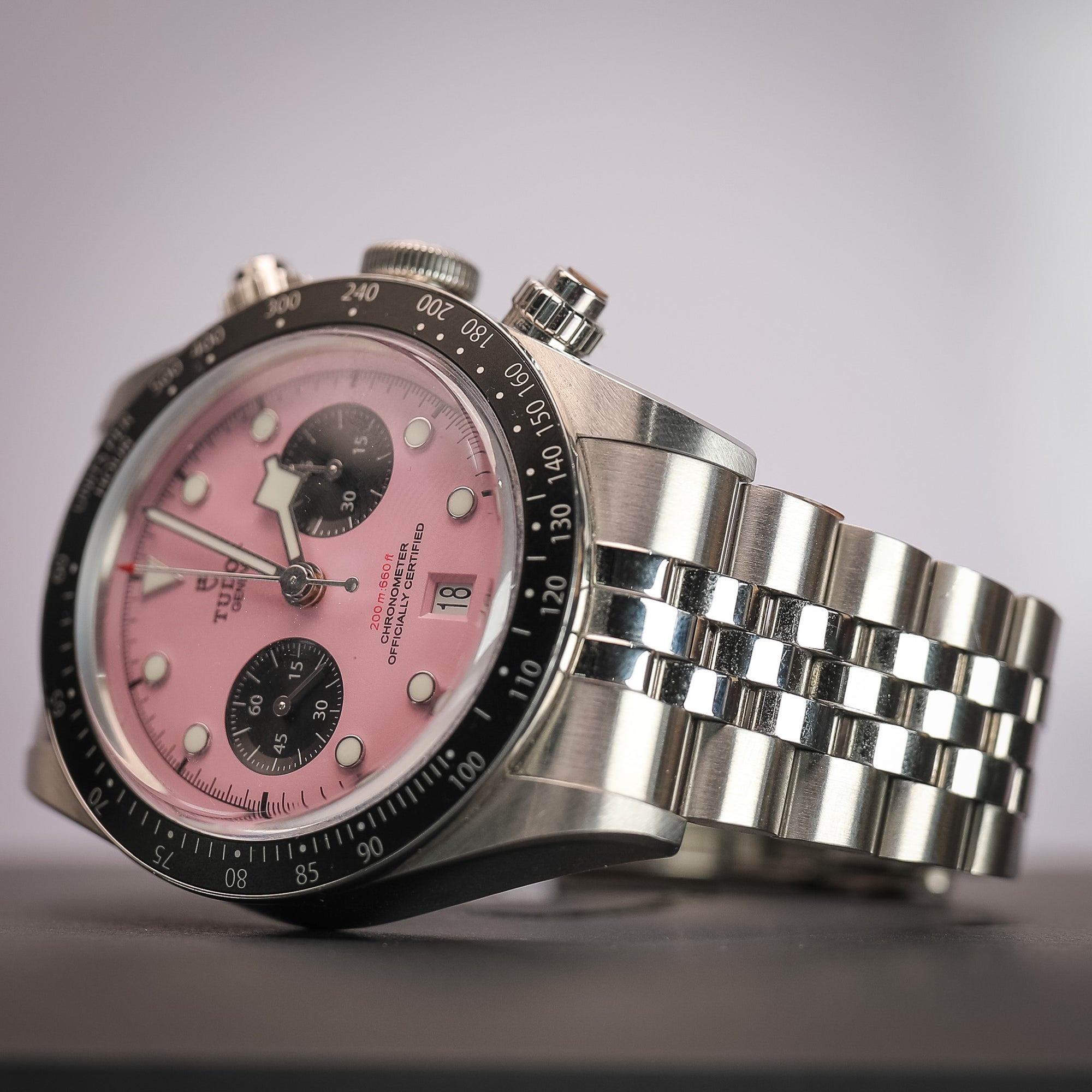 Tudor Black Bay Pink Dial Chrono 79360N - WATCHXNYC