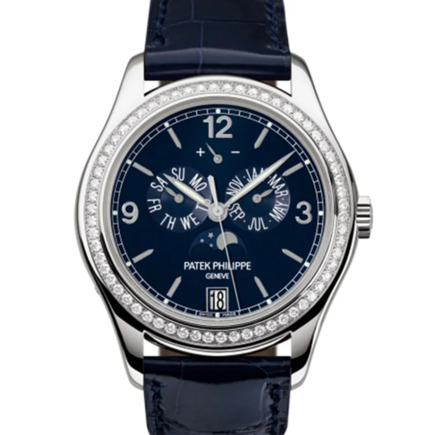 Patek Philippe 5147G-001 Complications Diamond Moon Phase 39mm Blue Dial White Gold - WATCHXNYC