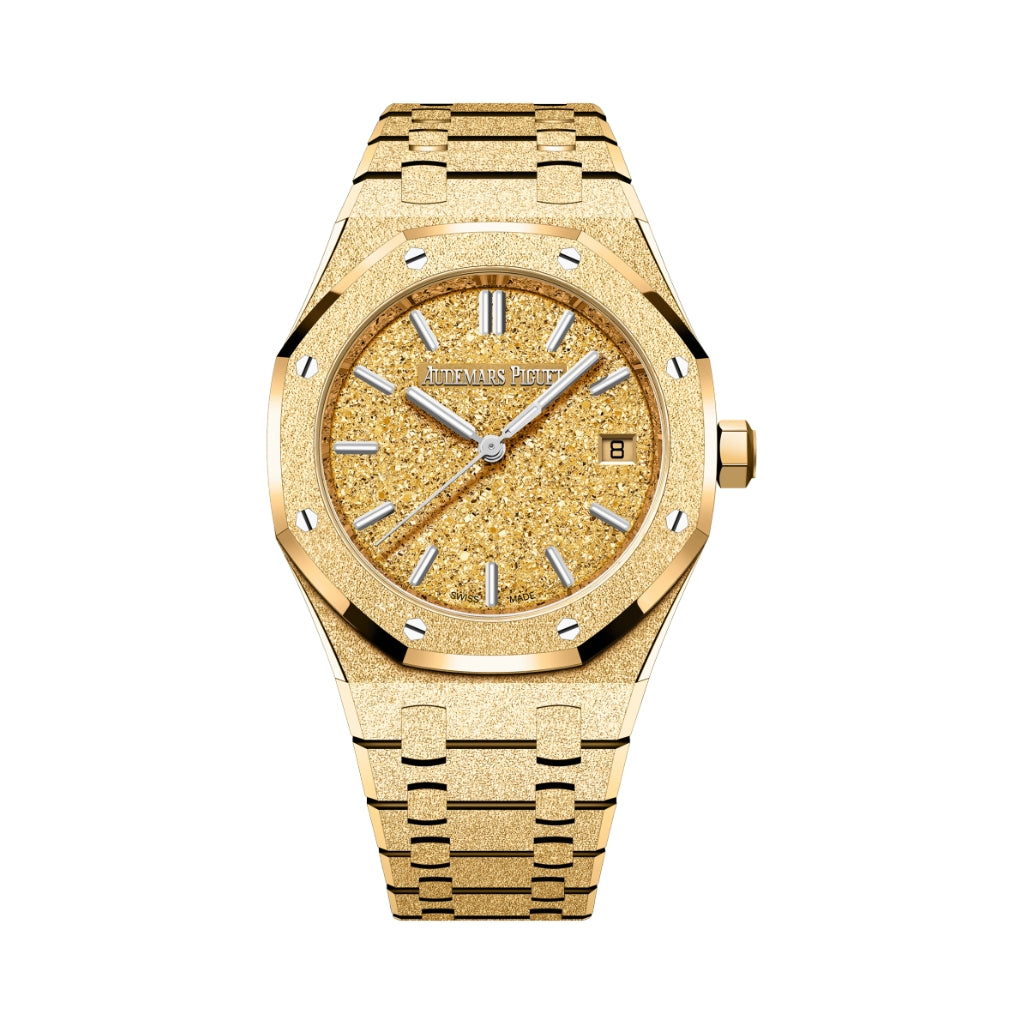 Audemars Piguet Royal Oak Frosted Gold Selfwinding 34 mm Yellow Dial 18-Carat Yellow Gold Bracelet 77450BA.GG.1361BA.01 - WATCHXNYC