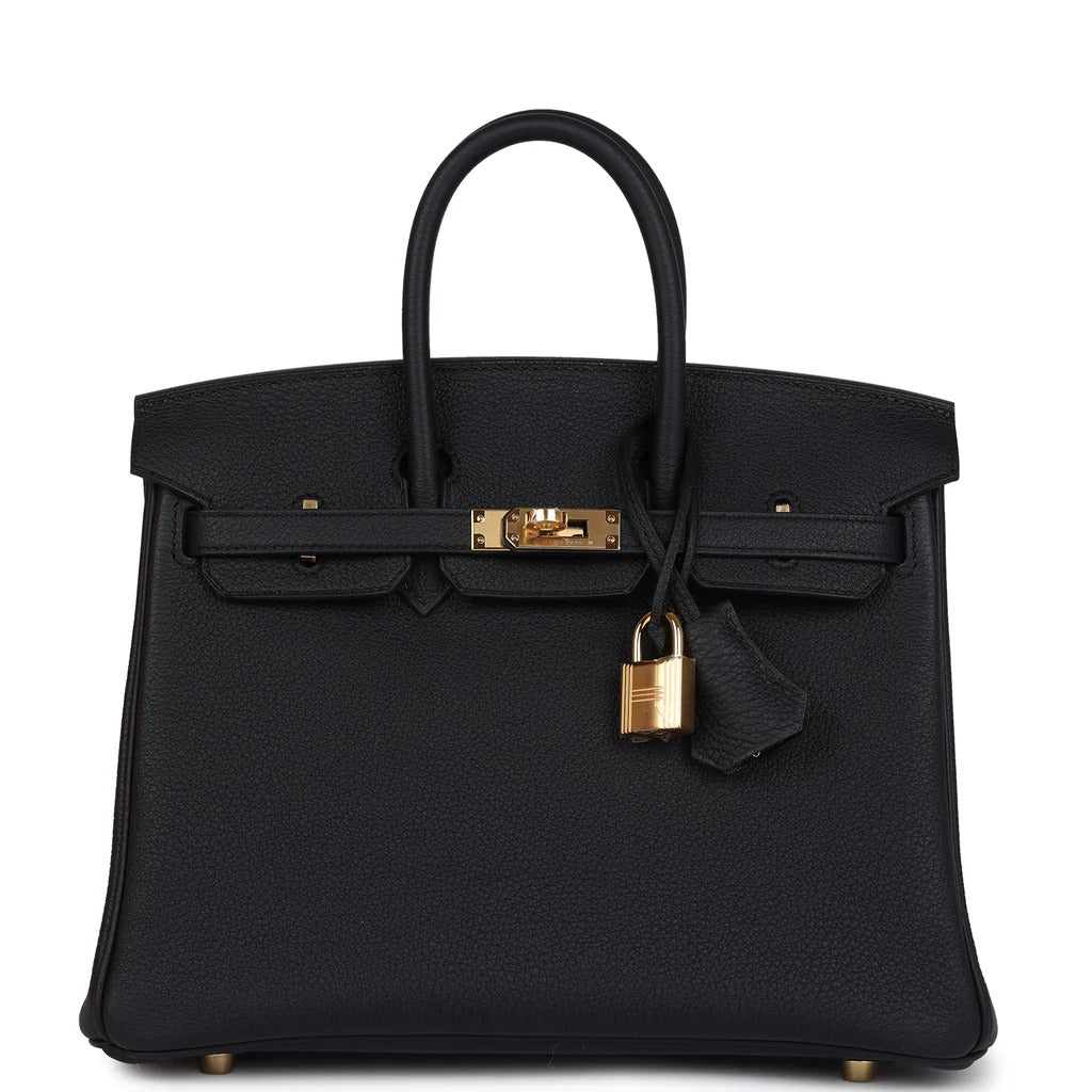 HERMES Birkin 25 Togo Black Gold Hardware