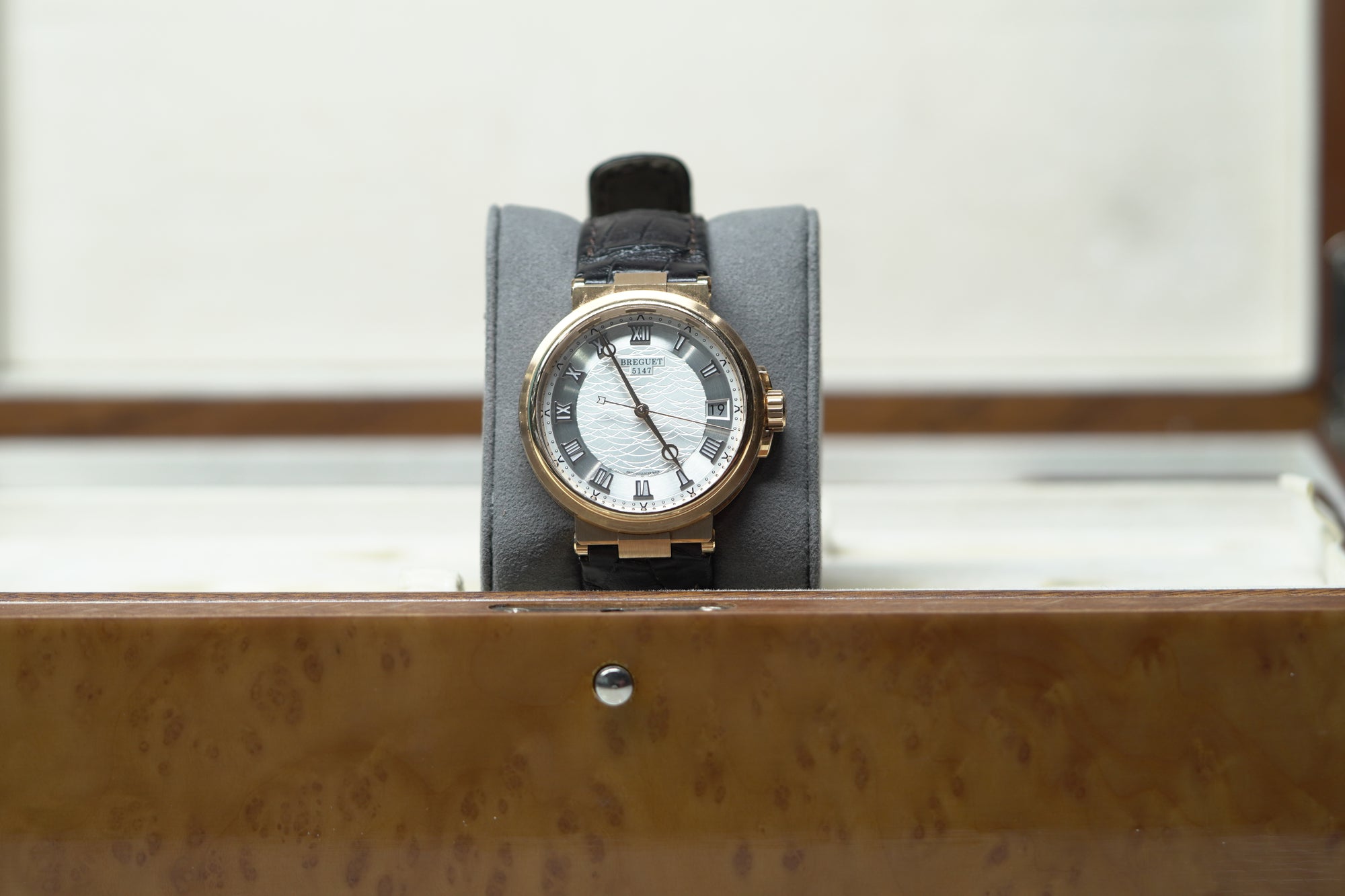 Breguet Marine 40 mm Silver Dial 18k Rose Gold Brown Leather Strap 5517BR/12/9ZU - WATCHXNYC