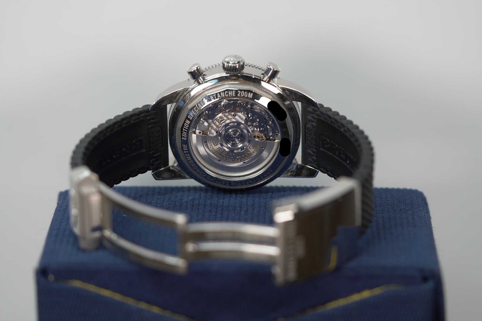 Breitling Superocean Heritage B01 Chronograph 44 mm Black And Blue Dial Stainless Steel Rubber Black Strap AB0162121C1S1 - WATCHXNYC