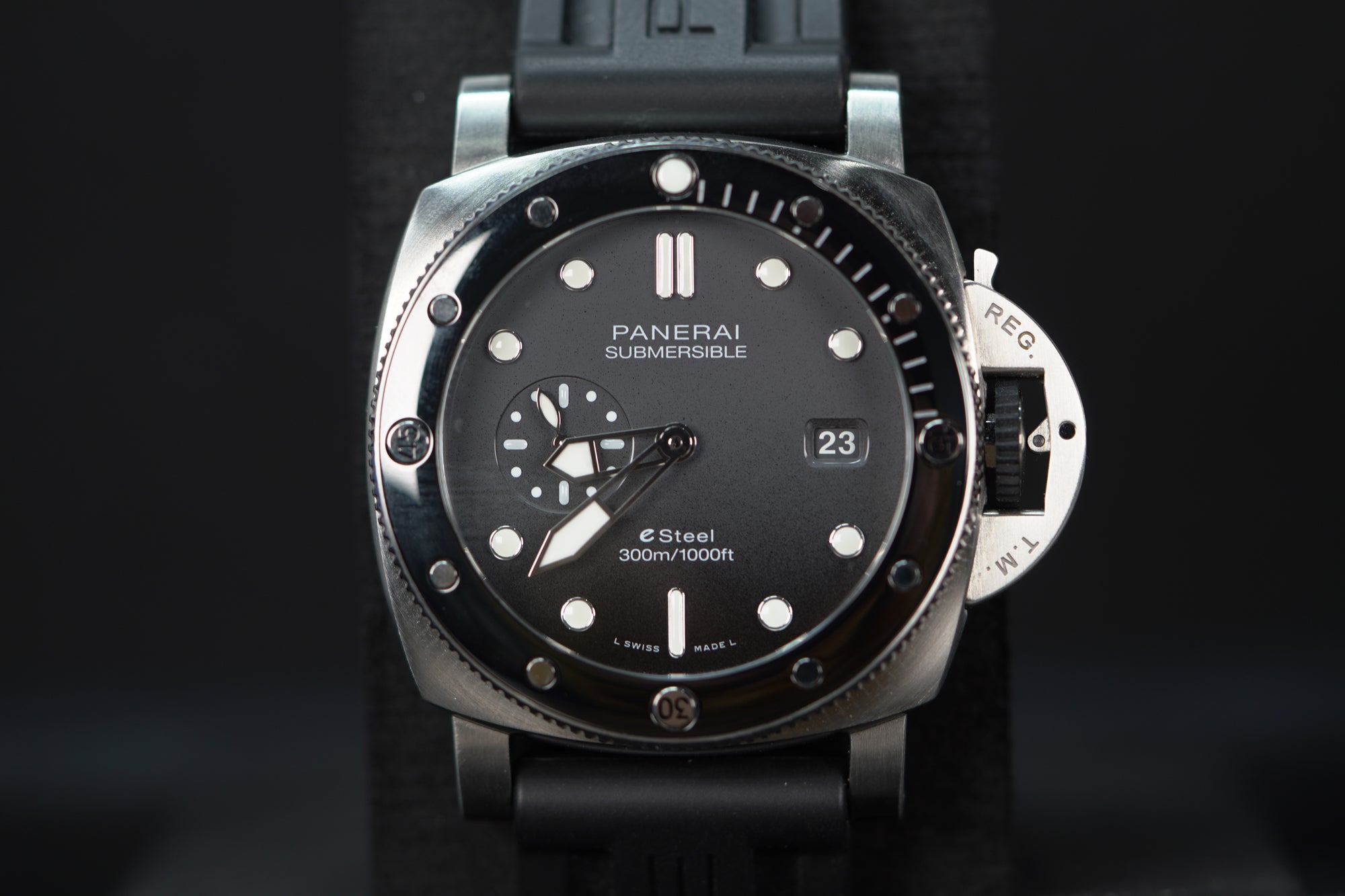Panerai Submersible QuarantaQuattro Grigio Roccia 44 mm Black Dial Brushed Steel Recycled PET Grey Strap PAM01288 - WATCHXNYC
