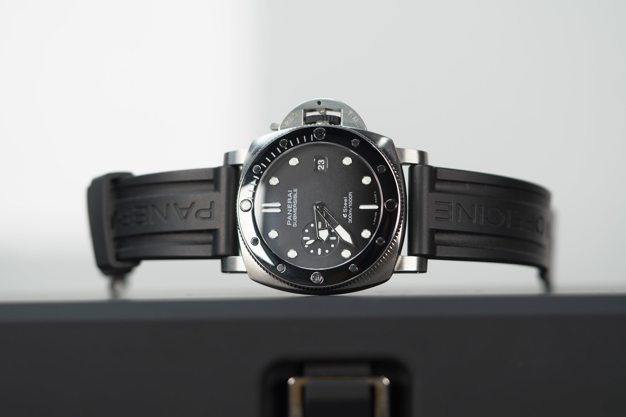 Panerai Submersible QuarantaQuattro Grigio Roccia 44 mm Black Dial Brushed Steel Recycled PET Grey Strap PAM01288 - WATCHXNYC