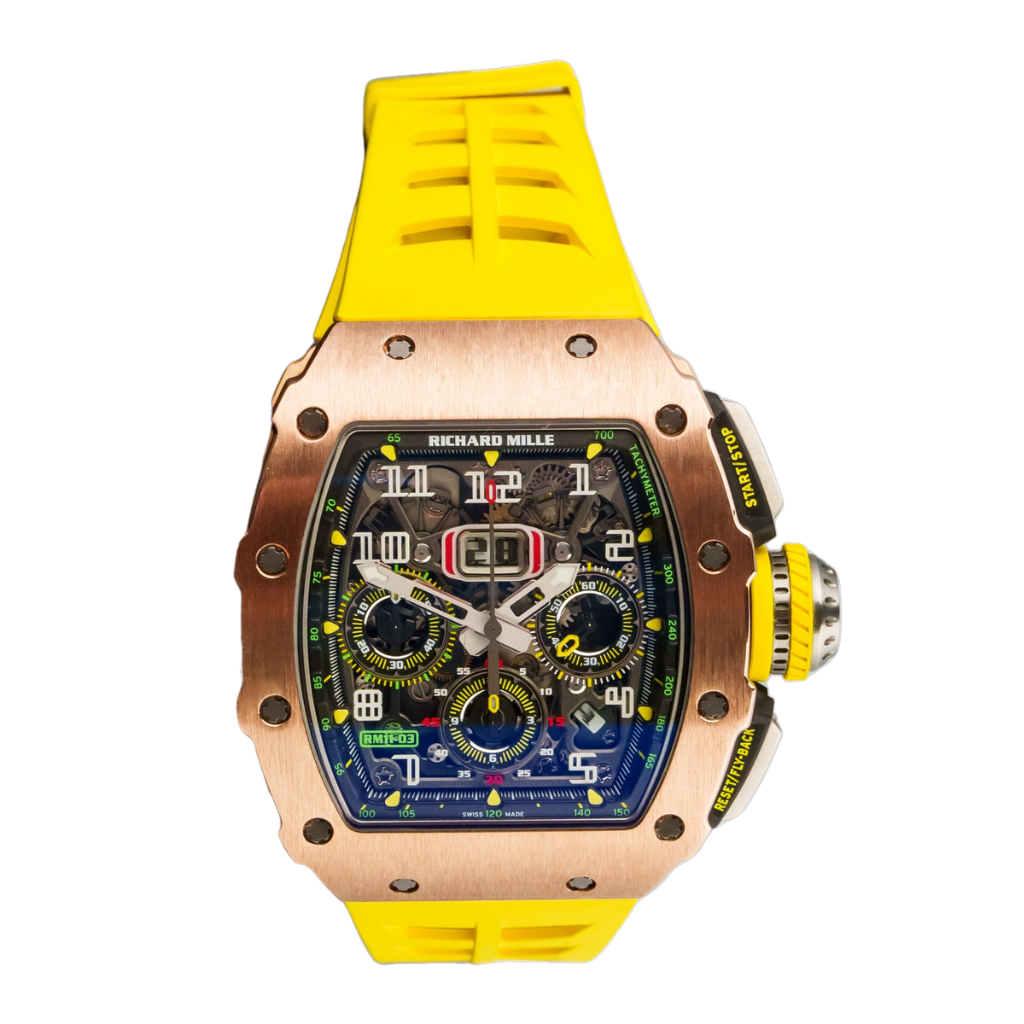 Richard Mille RM11-03 Rose Gold 50 mm x 44 mm Transparent Dial 18k Rose Gold Rubber Strap - WATCHXNYC