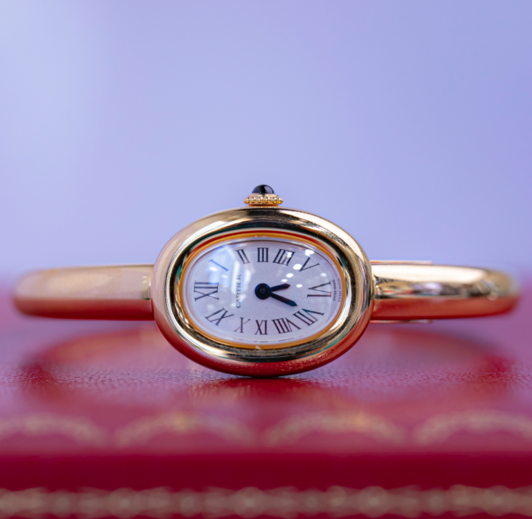 Cartier Baignoire Mini 24.6 mm x 18.7 mm Silver Dial 18k Yellow Gold Bracelet WGBA0044 - WATCHXNYC