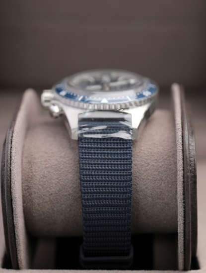 Glashuette Original SeaQ Chronograph 43.20 mm Blue Dial Stainless Steel Synthetic Strap, Blue 1-37-23-02-81-36 - WATCHXNYC
