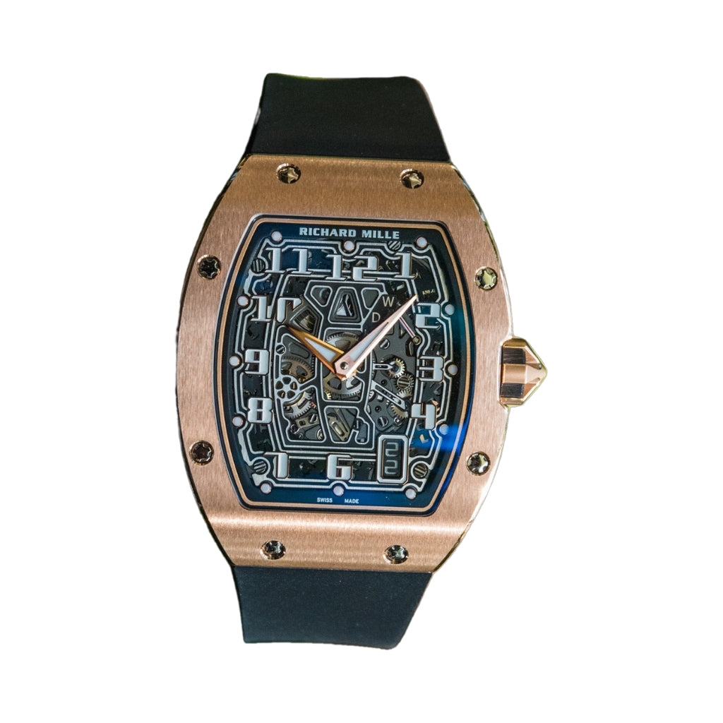 Richard Mille RM67-01 Extra Flat 38.7 mm x 47.52 mm Transparent Dial Rose gold Rubber Strap - WATCHXNYC