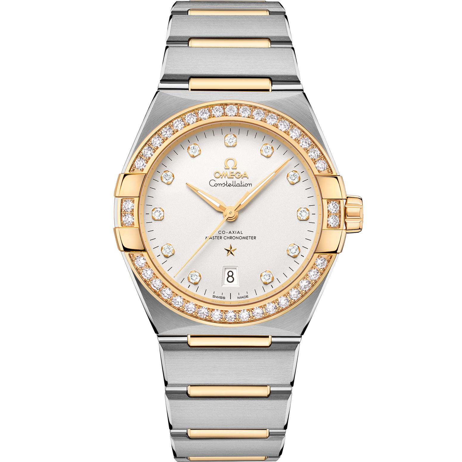 Omega Constellation 39 mm Silver Dial with Diamonds Stainless