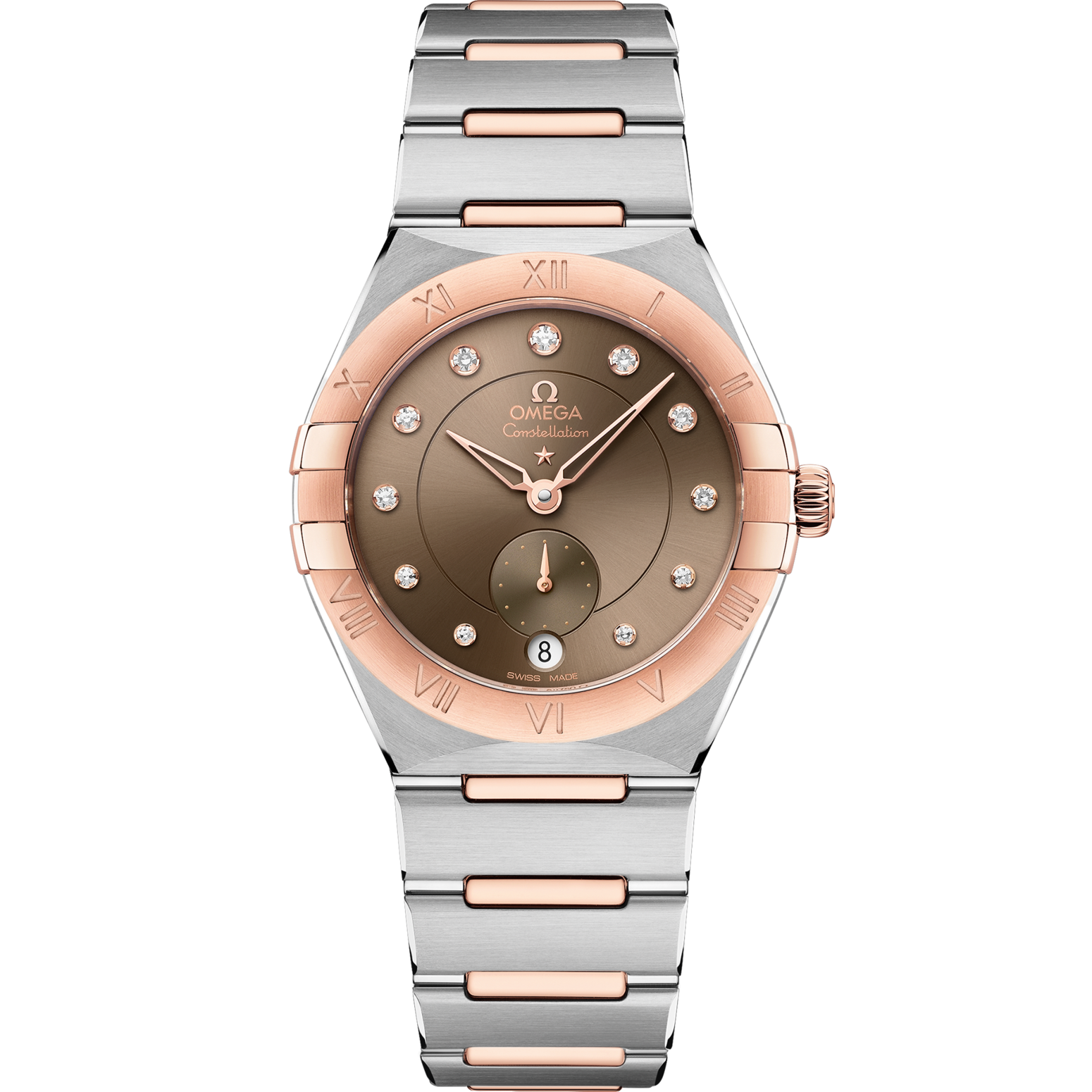 Omega Constellation 34 mm Brown Dial with Diamonds Stainless Steel Sed