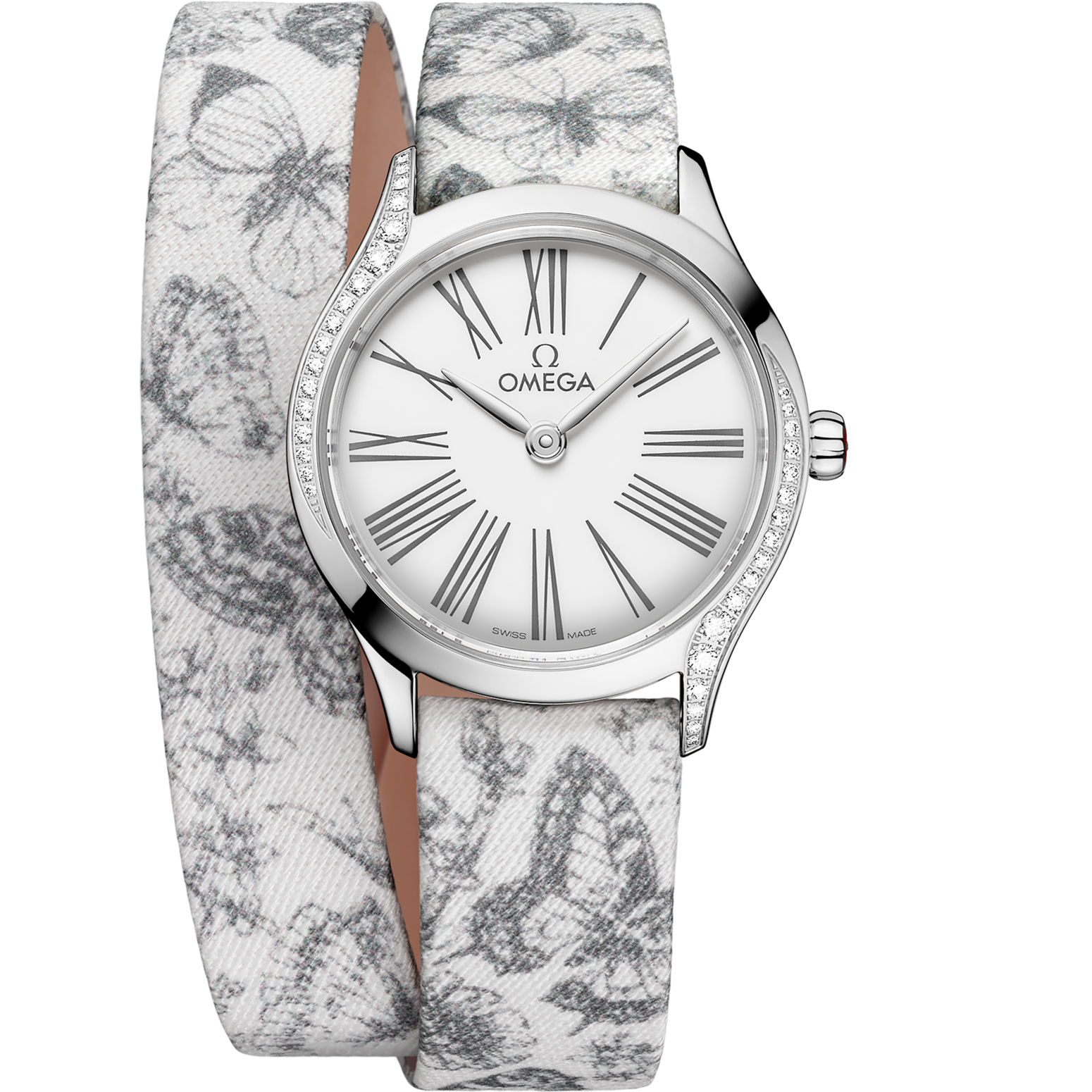 Omega De Ville Mini Trésor 26 mm White Dial with Diamonds  Stainless Steel Strap 428.17.26.60.04.002 - WATCHXNYC