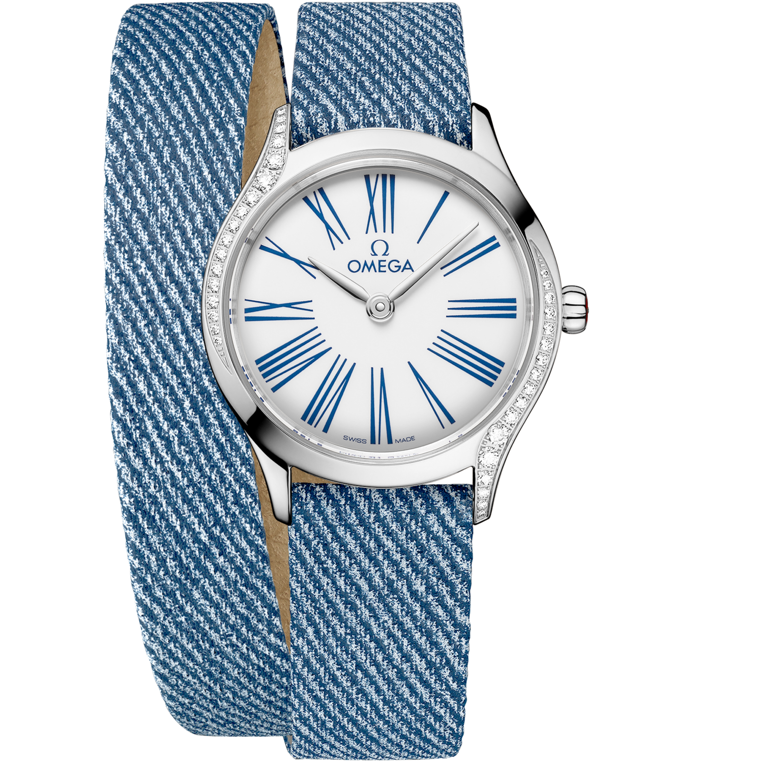 Omega De Ville Mini Trésor 26 mm White Dial with Diamonds  Stainless Steel Strap 428.17.26.60.04.009 - WATCHXNYC