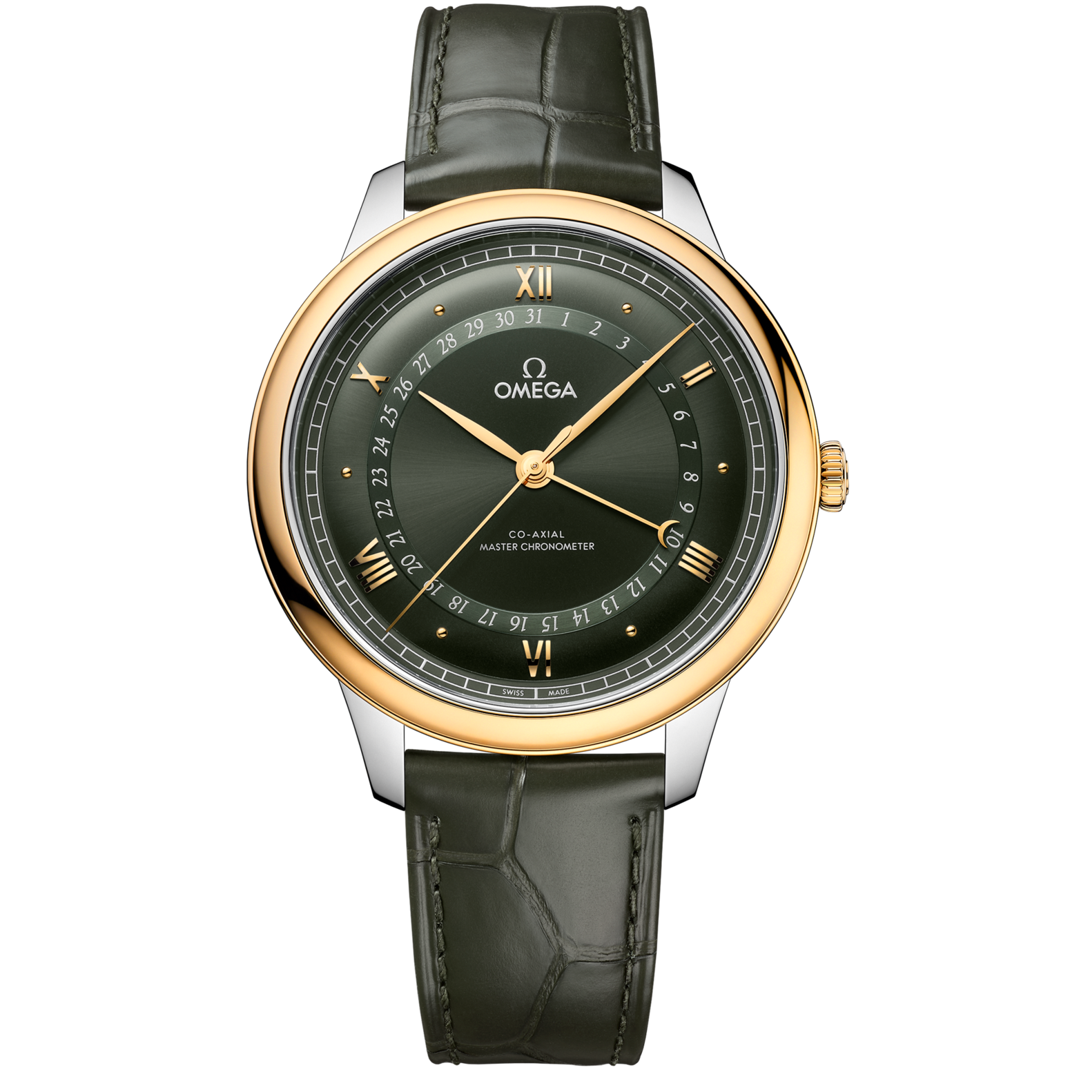 Omega De Ville Prestige 42 mm Green Dial Stainless Steel 18k Yellow Go