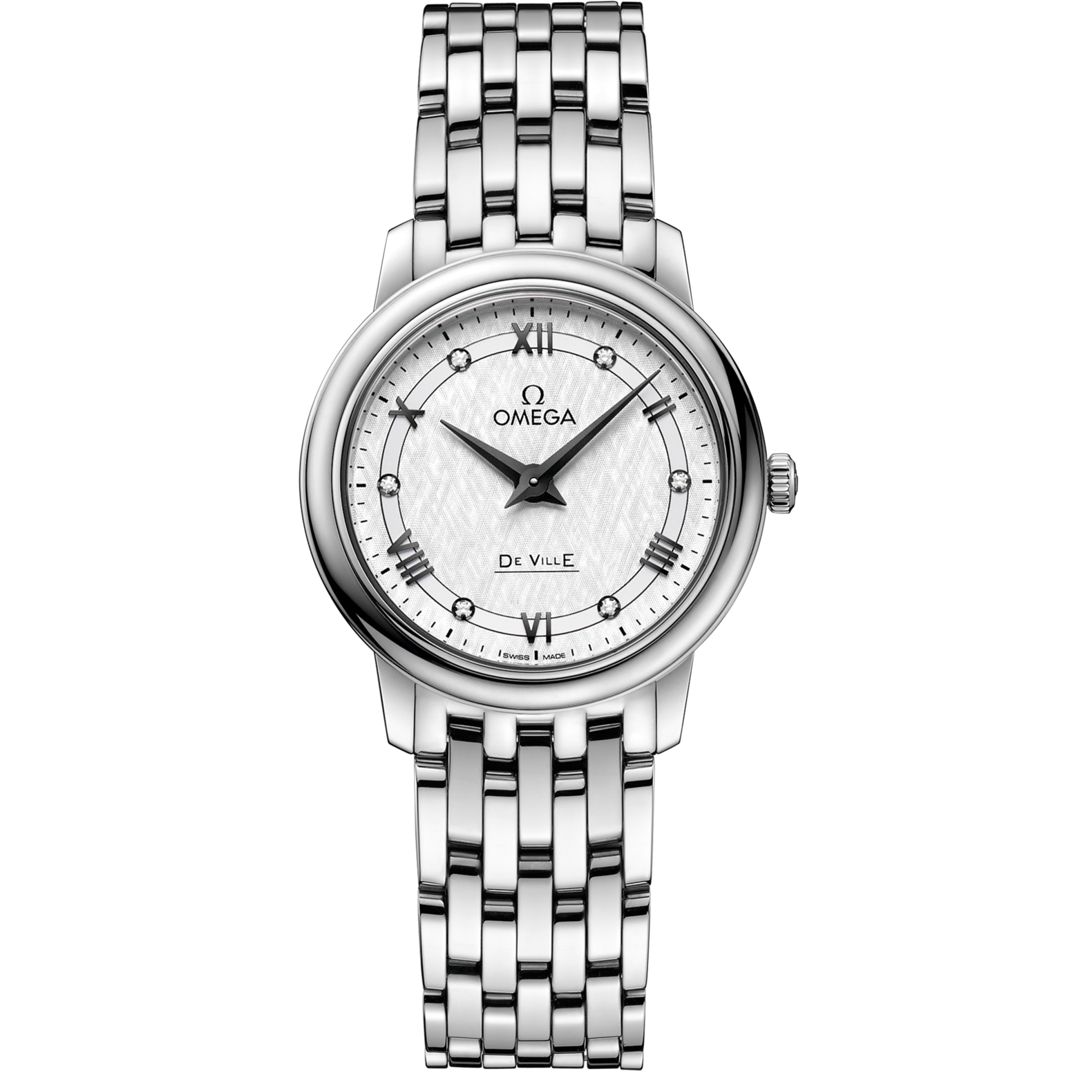 Omega De Ville Prestige 27.4 mm Silver Dial Stainless Steel Bracelet 424.10.27.60.52.002 - WATCHXNYC