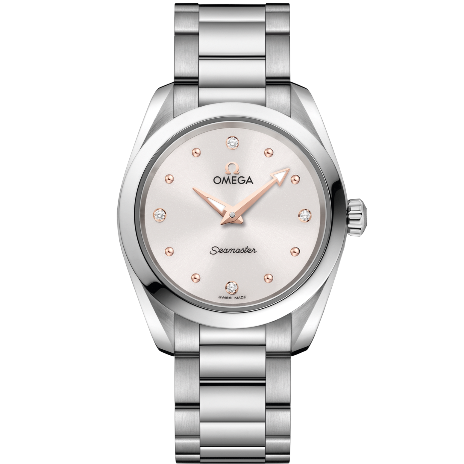 Omega Seamaster Aqua Terra 150M 28 mm White Dial with Diamonds Stainless Steel Bracelet 220.10.28.60.54.001 - WATCHXNYC