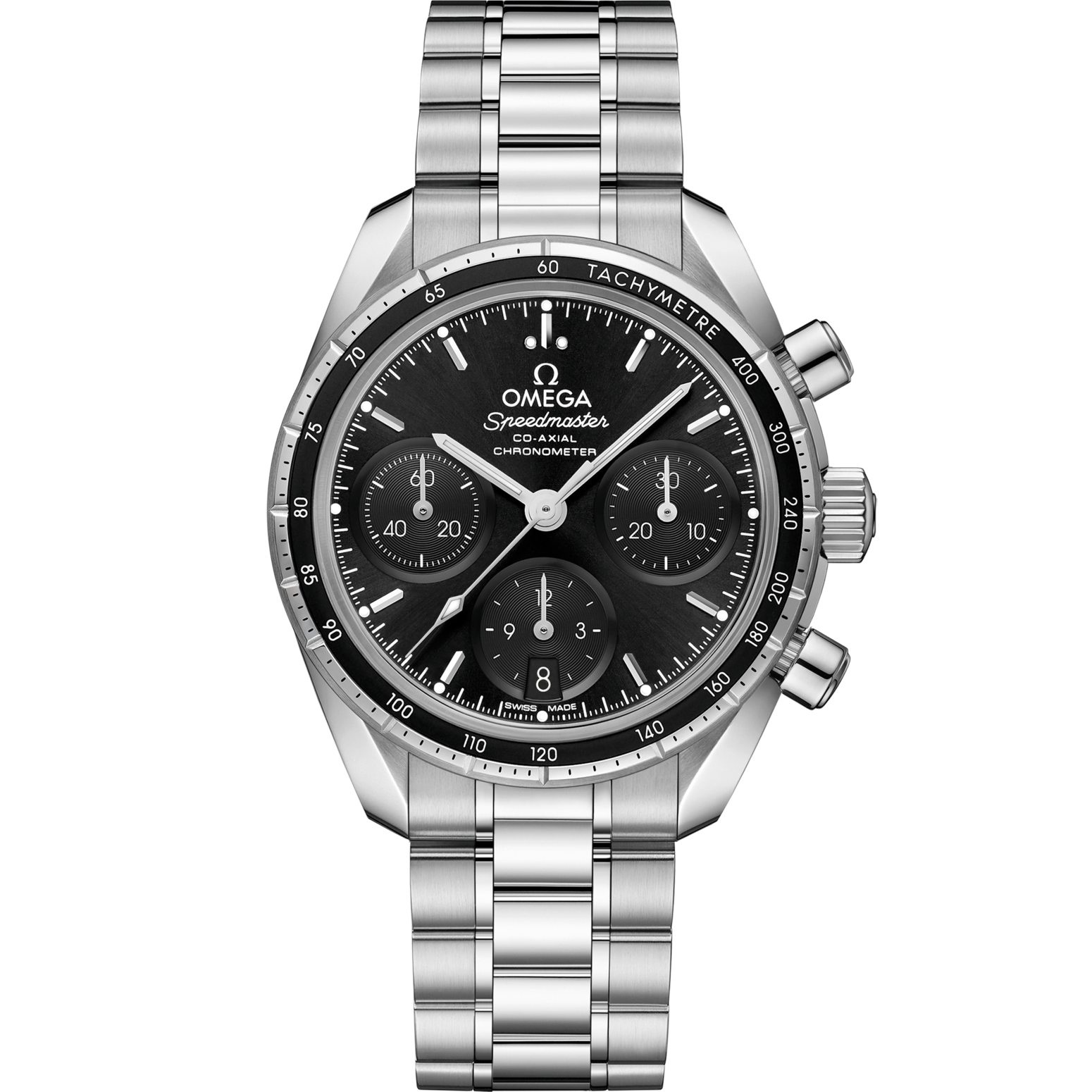 Omega Speedmaster 38  Black Dial  38 mm Stainless Steel  Bracelet 324.30.38.50.01.001 - WATCHXNYC