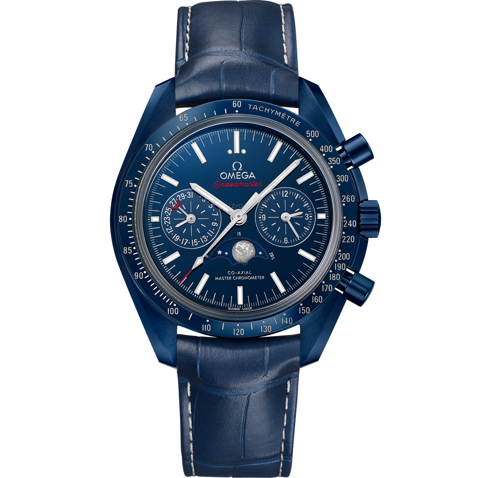 Omega Speedmaster Moonphase Blue Dial 44.25 mm Blue ceramic Strap 304.