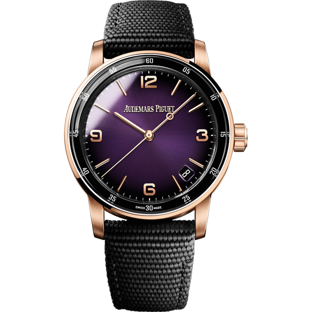 Audemars Piguet Code 11.59 by Audemars Piguet Selfwinding 41 mm Purple Dial 18-Carat Pink Gold Rubber Strap 15210OR.OO.A002KB.02 - WATCHXNYC