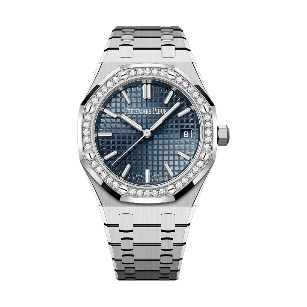 Audemars Piguet Royal Oak Selfwinding 34 mm Blue Dial with Diamonds Stainless Steel Bracelet 77451ST.ZZ.1361ST.04 - WATCHXNYC