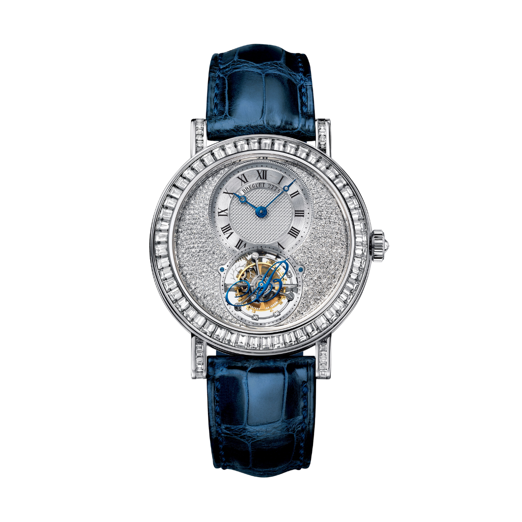 Breguet Classique 40.30 mm Silver Dial with Diamonds White Gold Blue Leather Strap 5359BB/6B/9V6/DD0D - WATCHXNYC