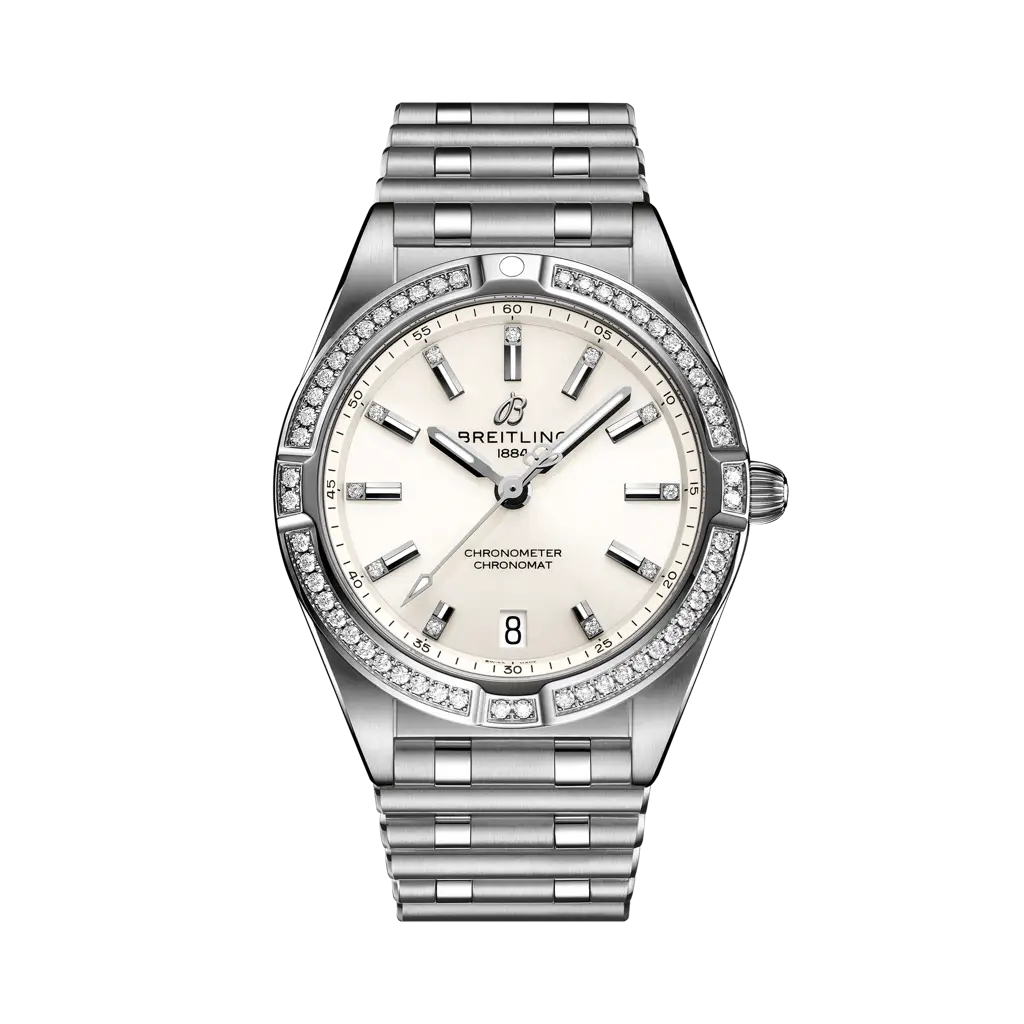 Breitling Chronomat 32 32 mm Beige Dial Stainless Steel (Gem-Set) Bracelet A77310591A1A1 - WATCHXNYC