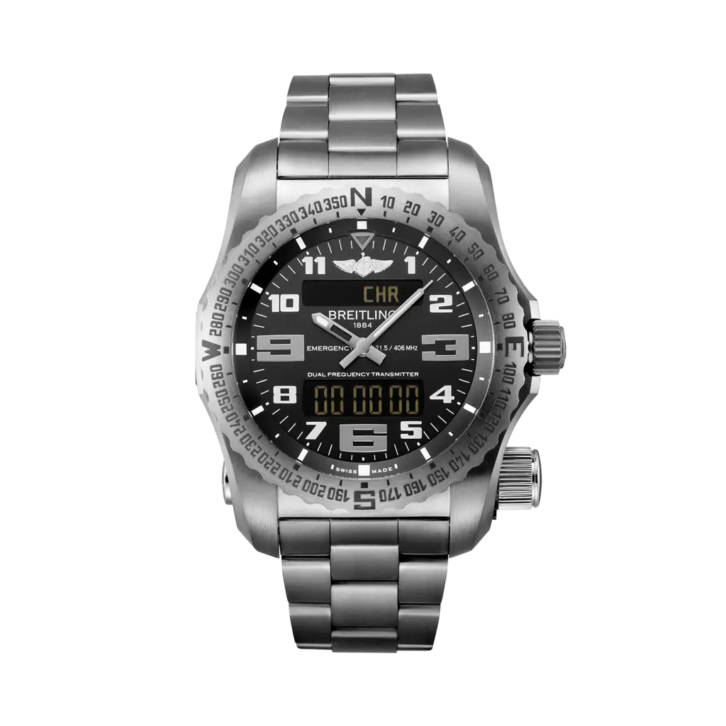 Breitling Emergency 51 mm Esfera negra Pulsera de titanio