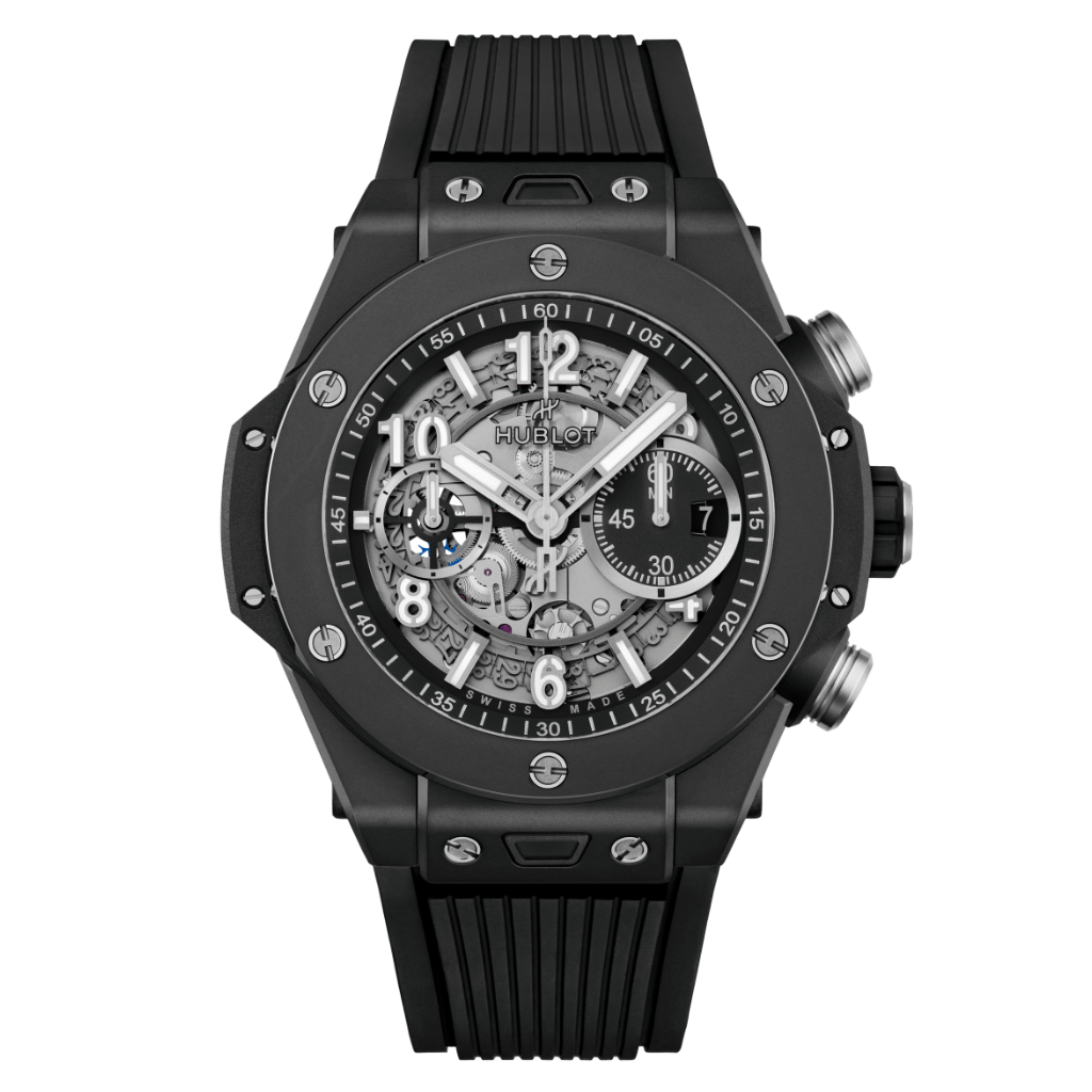 HUBLOT Big Bang Unico Black Magic 44 mm Transparent Dial Polished Blac