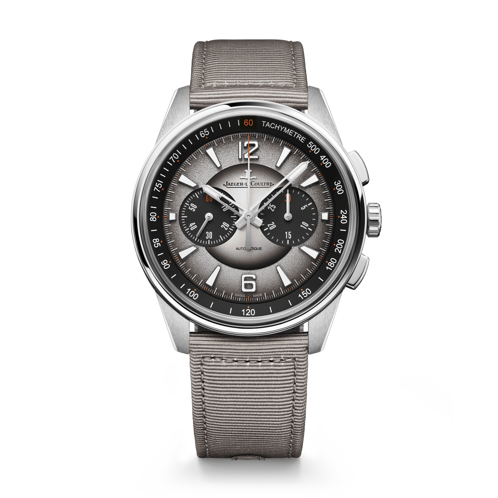 Jaeger-LeCoultre Polaris Chronograph 42 mm Grey Dial Stainless Steel Canvas Strap Q902843J - WATCHXNYC