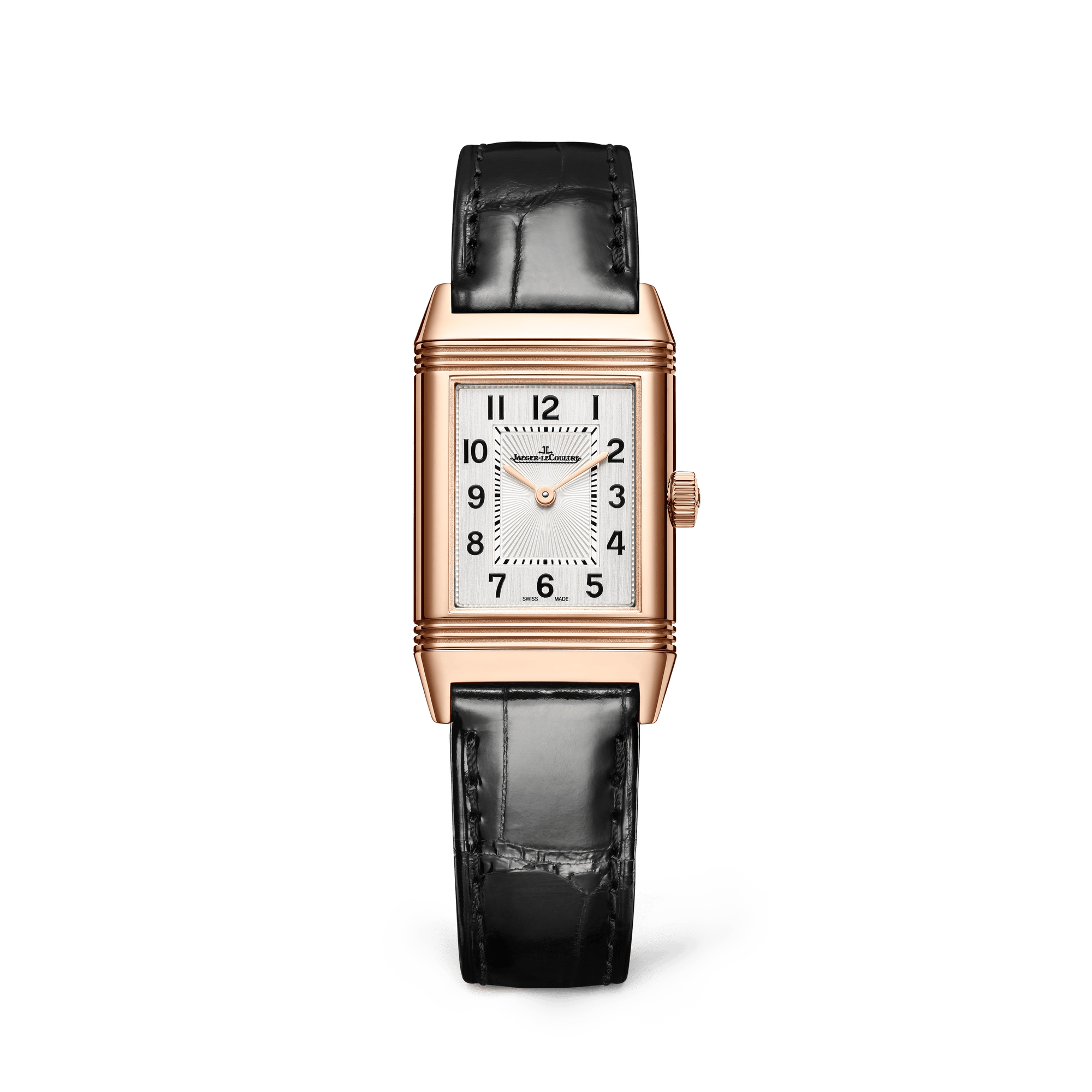 Jaeger-LeCoultre Reverso Classic Monoface 35.78 x 21 mm Silvered Grey Dial Pink Gold   Leather Strap Q2602540 - WATCHXNYC