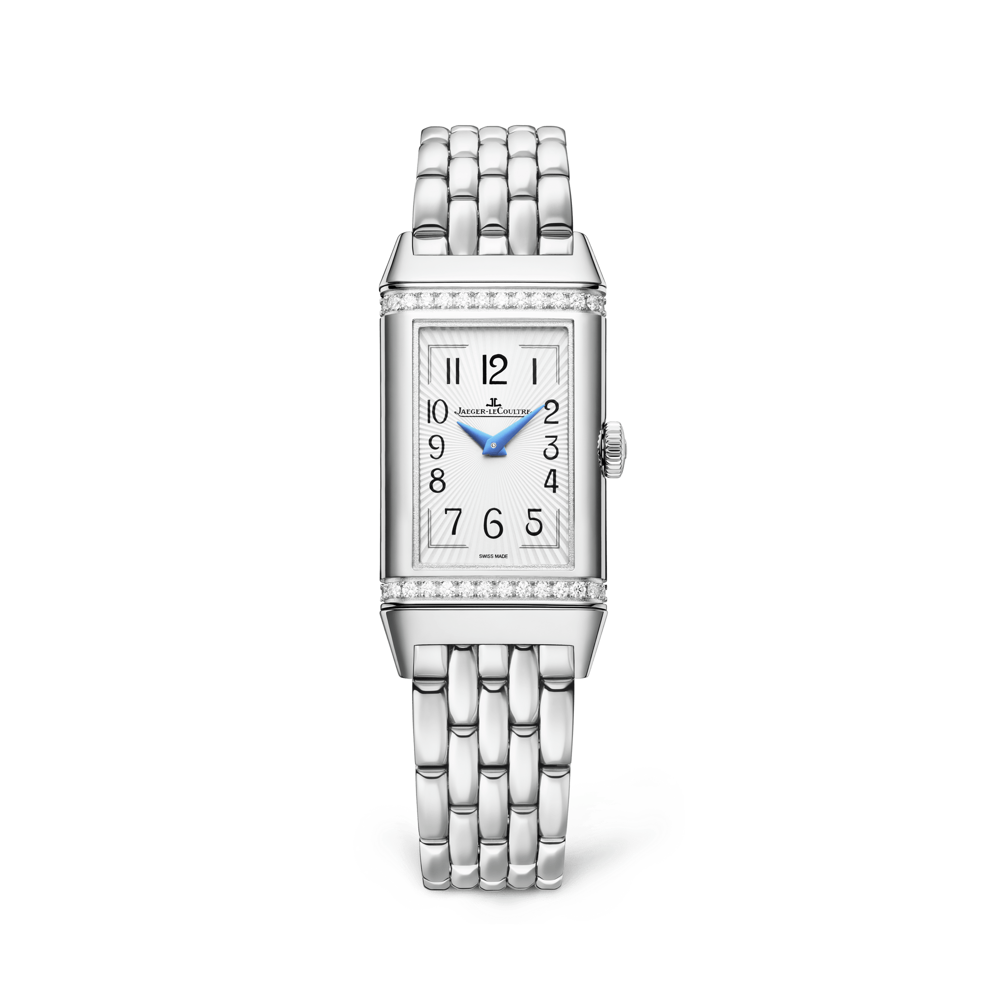 Jaeger-LeCoultre Reverso One Duetto 40.1 x 20 mm Silvered Grey Dial with Diamonds Stainless Steel Bracelet Q334818J - WATCHXNYC