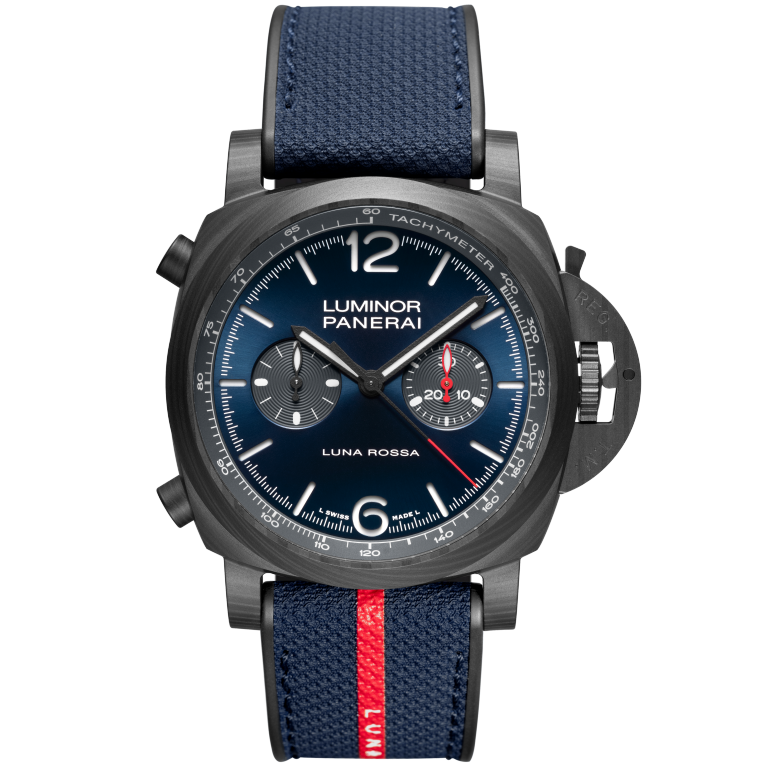 Panerai Luminor Chrono Carbotech™ Luna Rossa Experience 44 mm Blue Dial Carbotech Bi-Material Blue Luna Rossa Fabric - Rubber Strap PAM01519 - WATCHXNYC