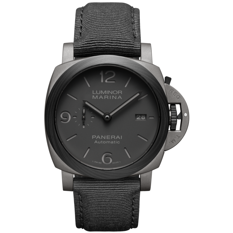 Panerai Luminor Marina TuttoGrigio 44 mm Black Dial Titanium Recycled Pet Black Strap PAM02662 - WATCHXNYC