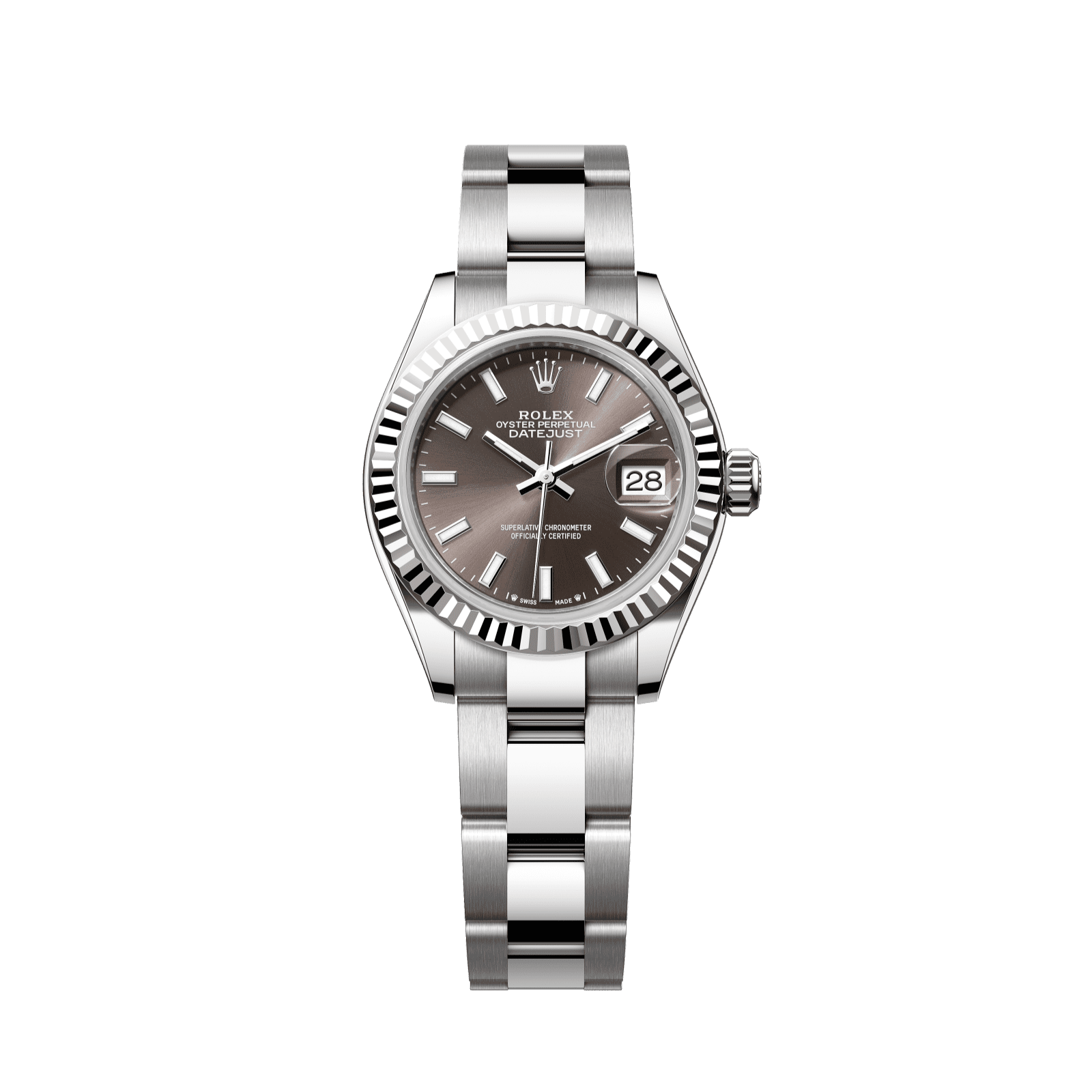 Rolex Lady-Datejust 28 mm Dark Grey Dial Oystersteel and White Gold Oyster Bracelet 279174-0012 - WATCHXNYC