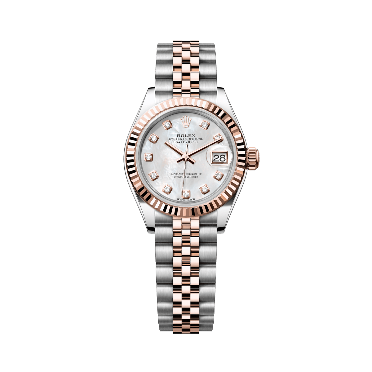 Rolex Lady-Datejust 28 mm White Mother-Of-Pearl Set With Diamonds Dial
