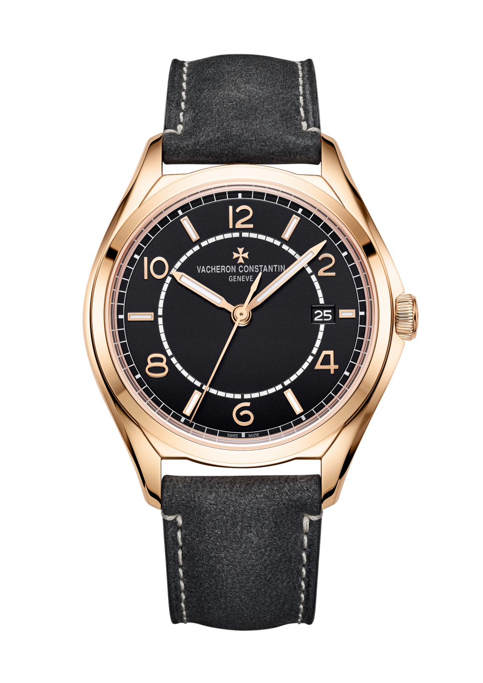 Vacheron Constantin Fiftysix self-winding 40 mm Black Dial 18K Pink Gold   Leather Strap 4600E/000R-H101 - WATCHXNYC
