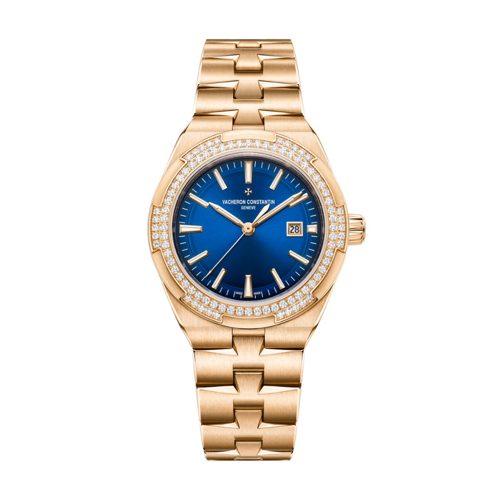 Vacheron Constantin Overseas self-winding 35 mm Blue Dial with Diamonds 18K Pink Gold Bracelet 4605V/200R-B978 - WATCHXNYC