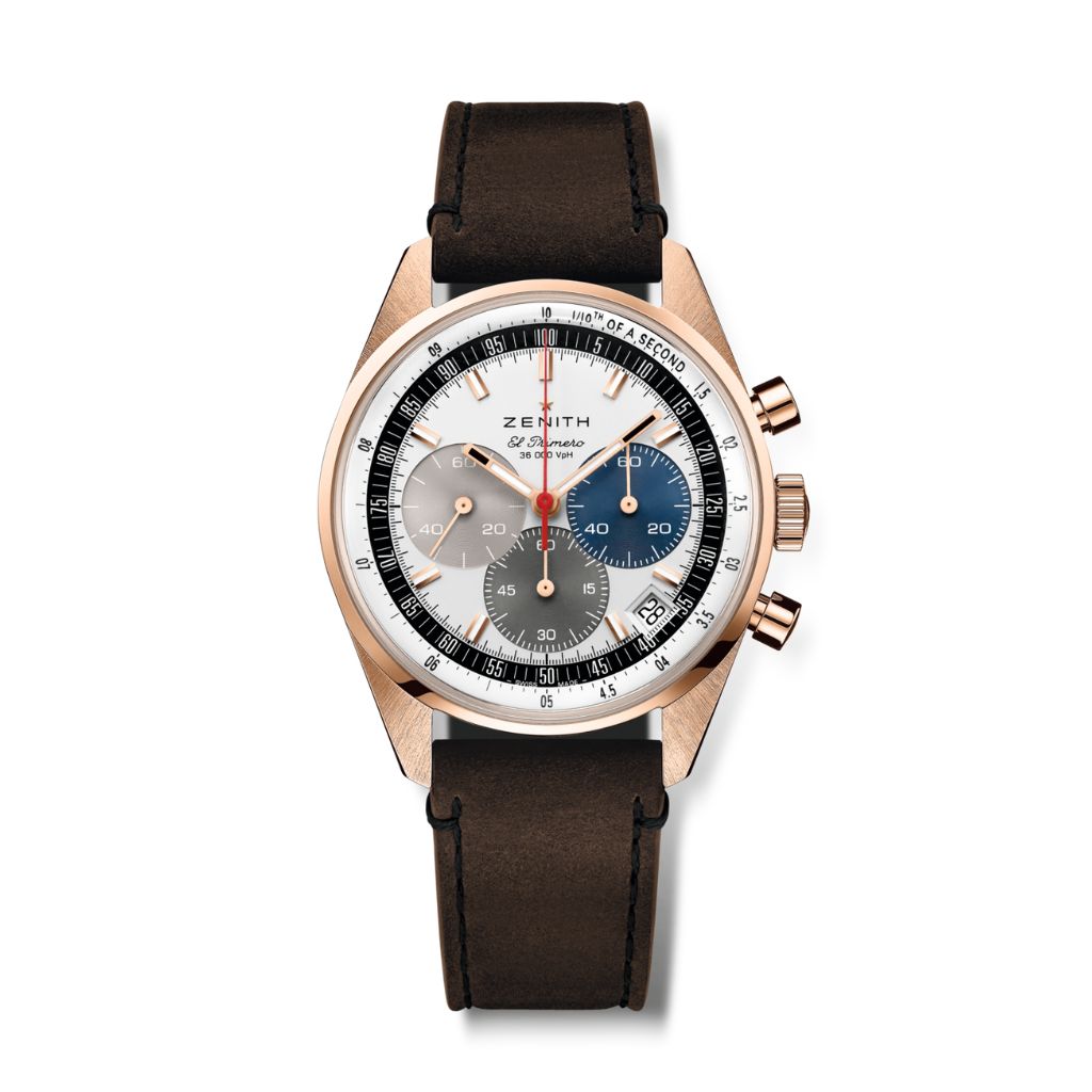 Zenith CHRONOMASTER EP ORIGINAL 38 mm White Dial 18k Rose Gold   Leather Strap 18.3200.3600/69.C901 - WATCHXNYC