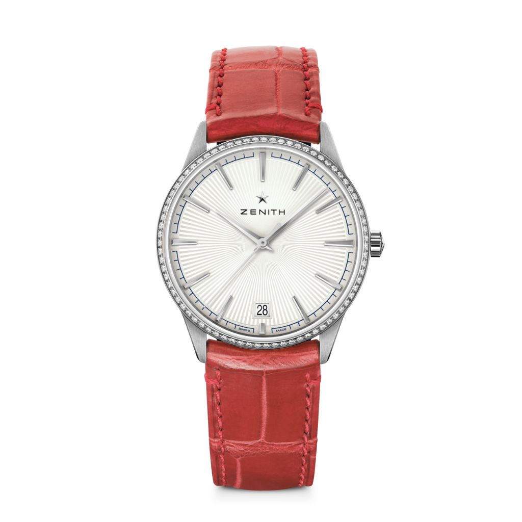 Zenith ELITE CLASSIC 36 mm Silver Dial with Diamonds Stainless Steel   Leather Strap 16.3200.670/01.C831 - WATCHXNYC