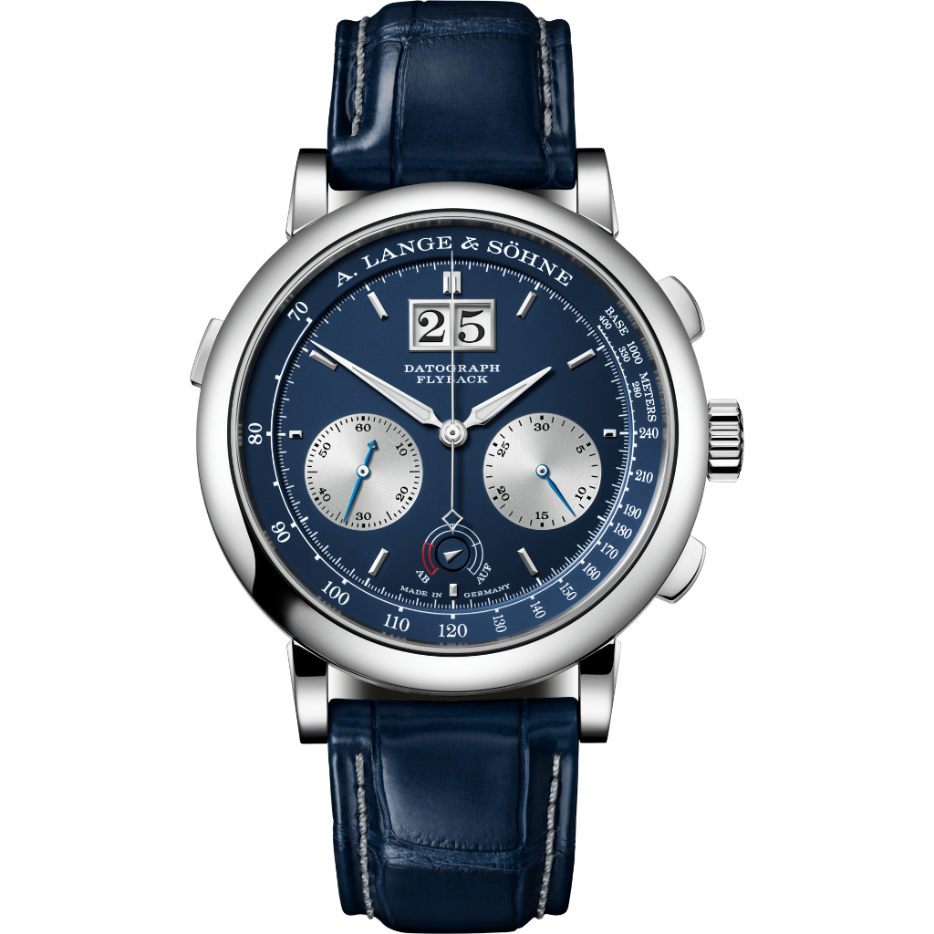 A. Lange & Sohne DATOGRAPH UP/DOWN 41 mm Blue Dial 18-Carat White Gold   Leather Strap 405.028 / LSLS4053AA - WATCHXNYC