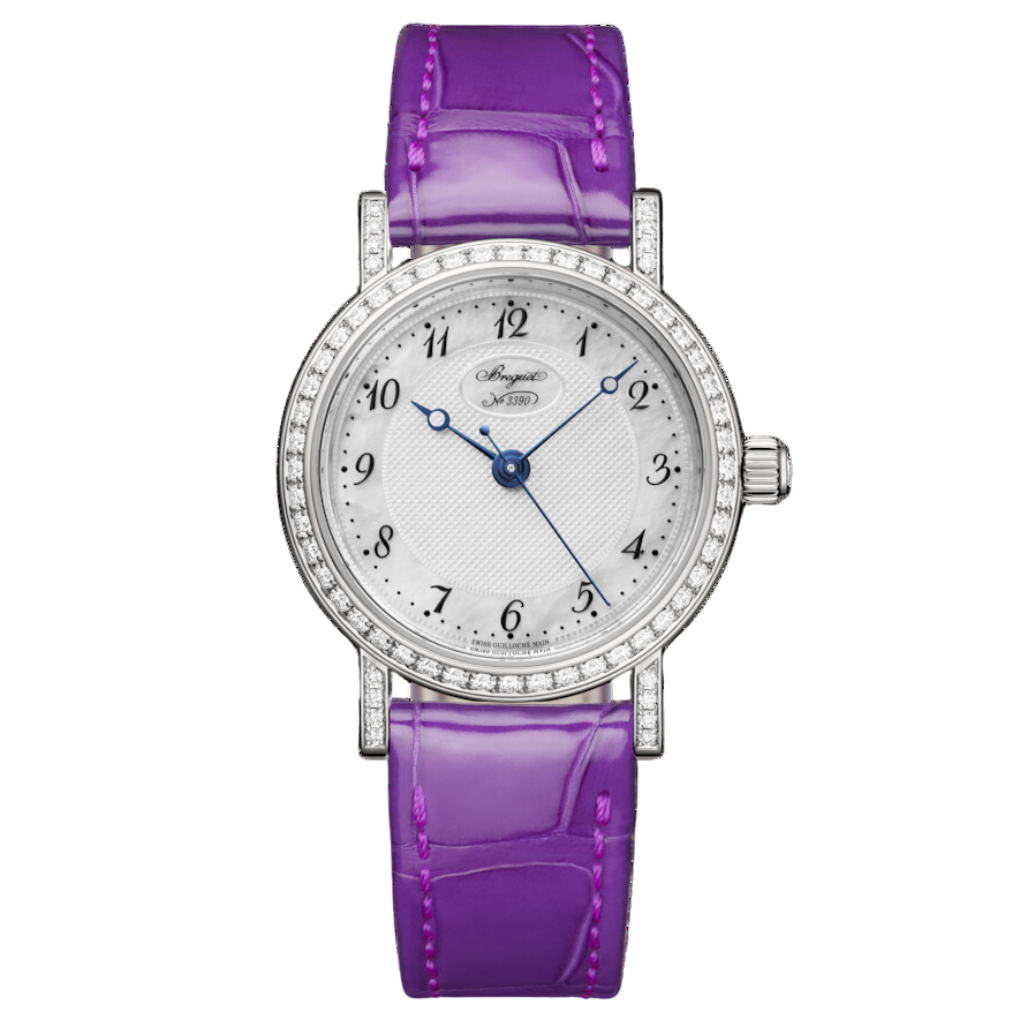 Breguet Classique 8068 30 mm Silver Dial with Diamonds 18k White Gold   Leather Strap 8068BB/59/764 DD00 - WATCHXNYC