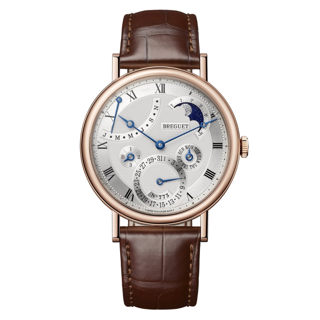 Breguet Classique Quantième Perpétuel 7327 39 mm Silver Dial 18K Rose Gold Leather Strap 7327BR/11/9VU - WATCHXNYC