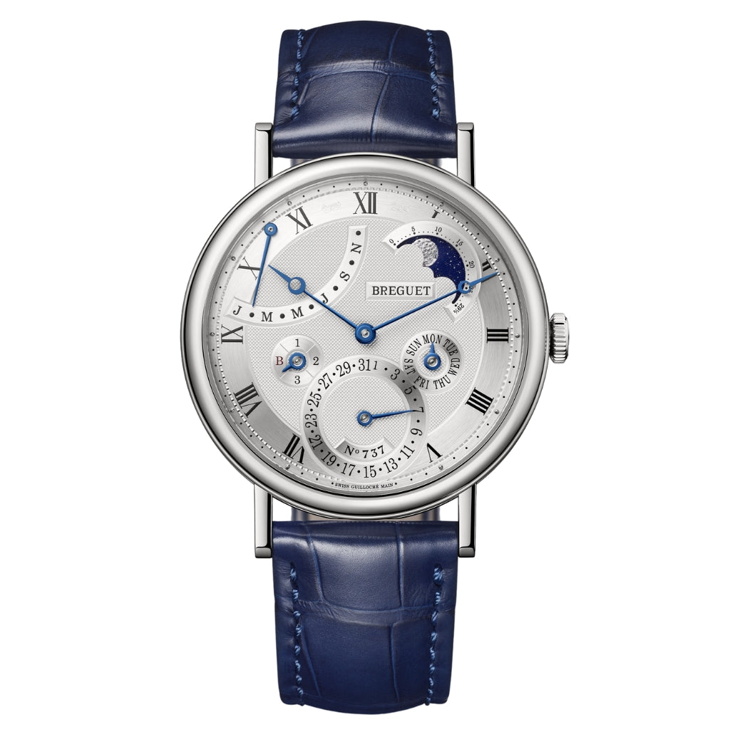 Breguet Classique Quantième Perpétuel 7327 39 mm Silver Dial 18K White Gold Leather Strap 7327BB/11/9VU - WATCHXNYC