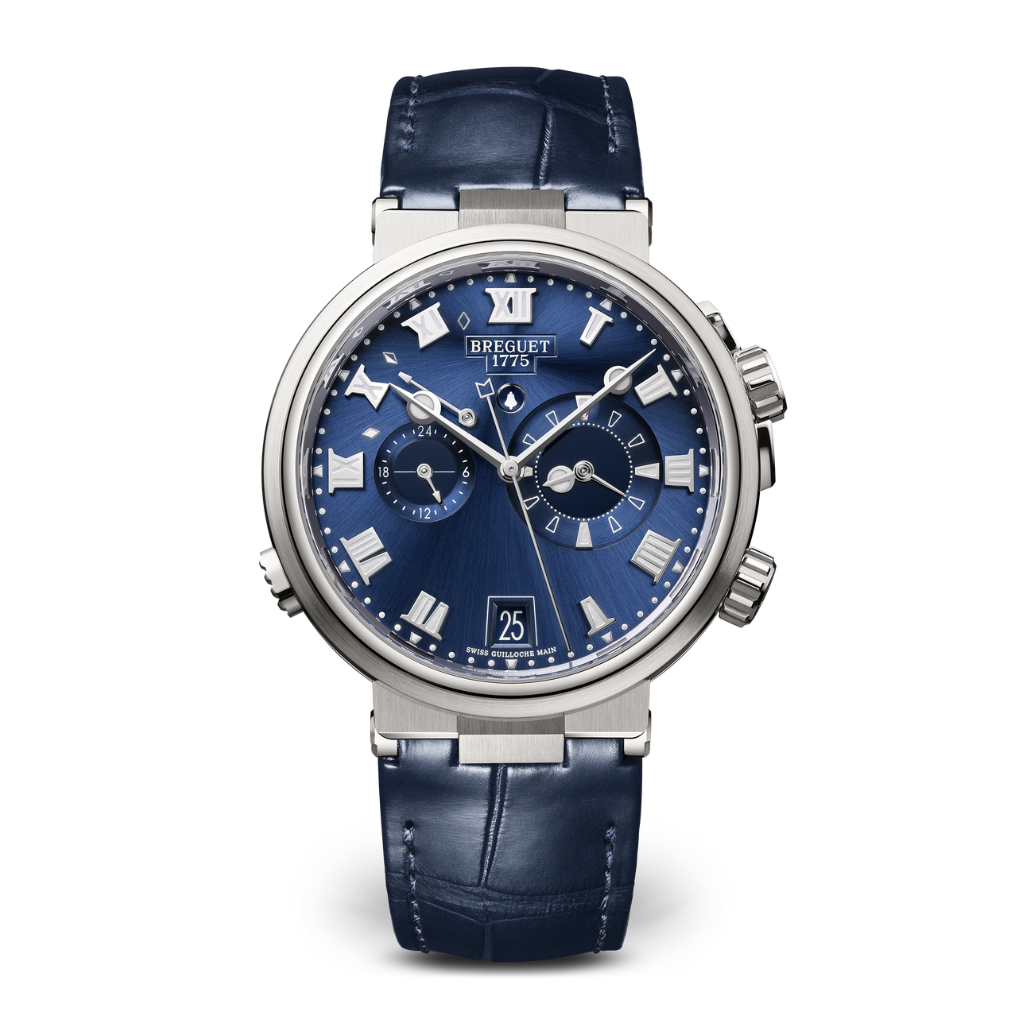 Breguet Marine 40 mm Blue Dial Titanium Blue Leather Strap 5547TI/Y1/9ZU - WATCHXNYC