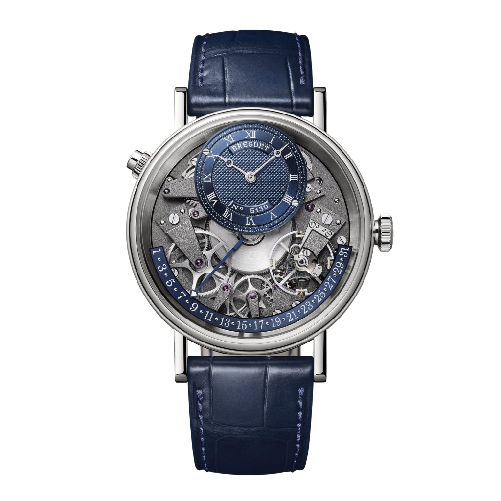 Breguet Tradition 40 mm Blue Dial White Gold Blue Leather Strap 7597BB/GY/9WU - WATCHXNYC