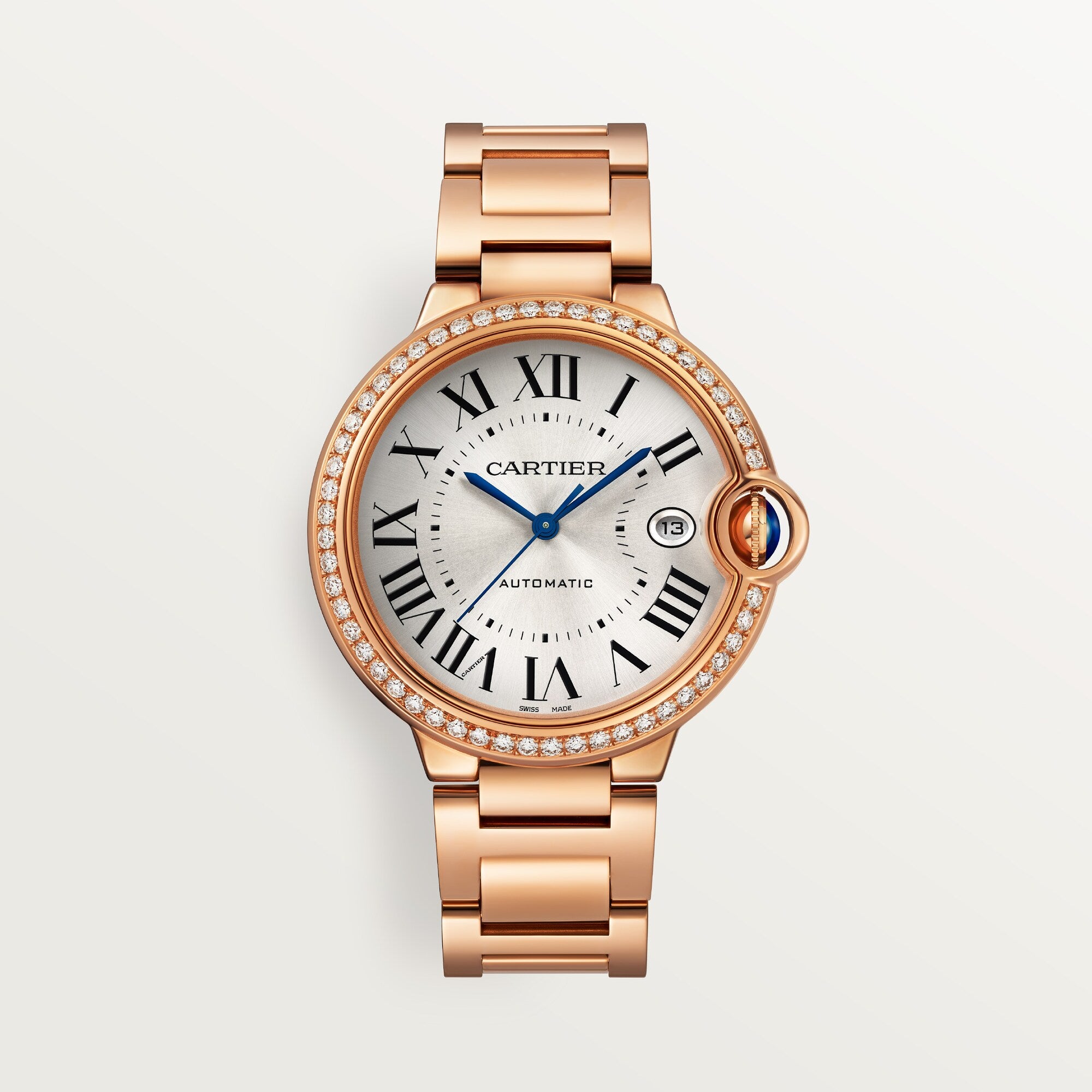 Cartier Ballon Bleu 40 mm 18k Rose Gold Silver Dial Bracelet WJBB0057 - WATCHXNYC